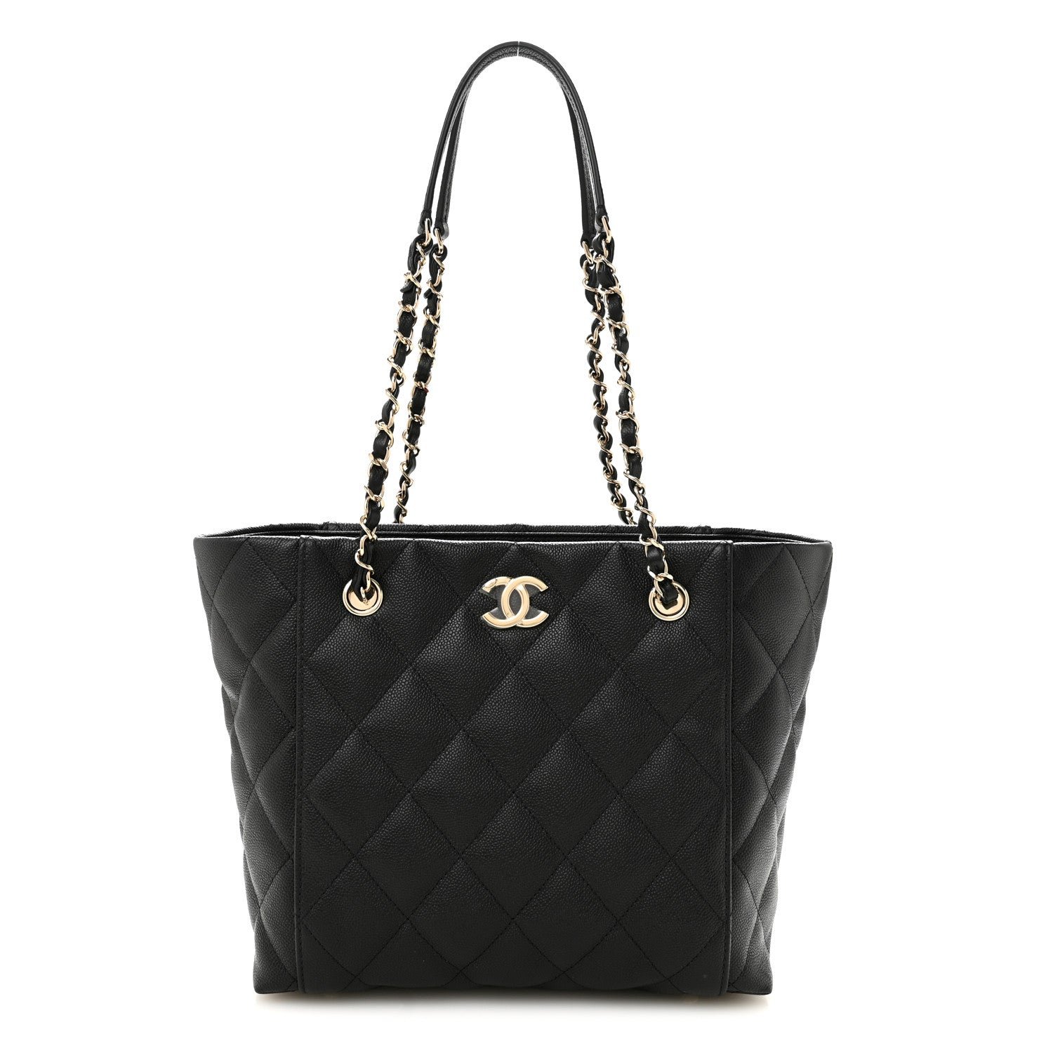 Chanel Caviar Quilted Small Shopping Tote Black