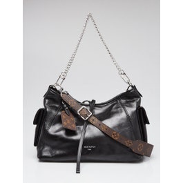 Louis Vuitton Black Lambskin Leather Monogram Canvas Carryall Cargo Vibe BB Bag