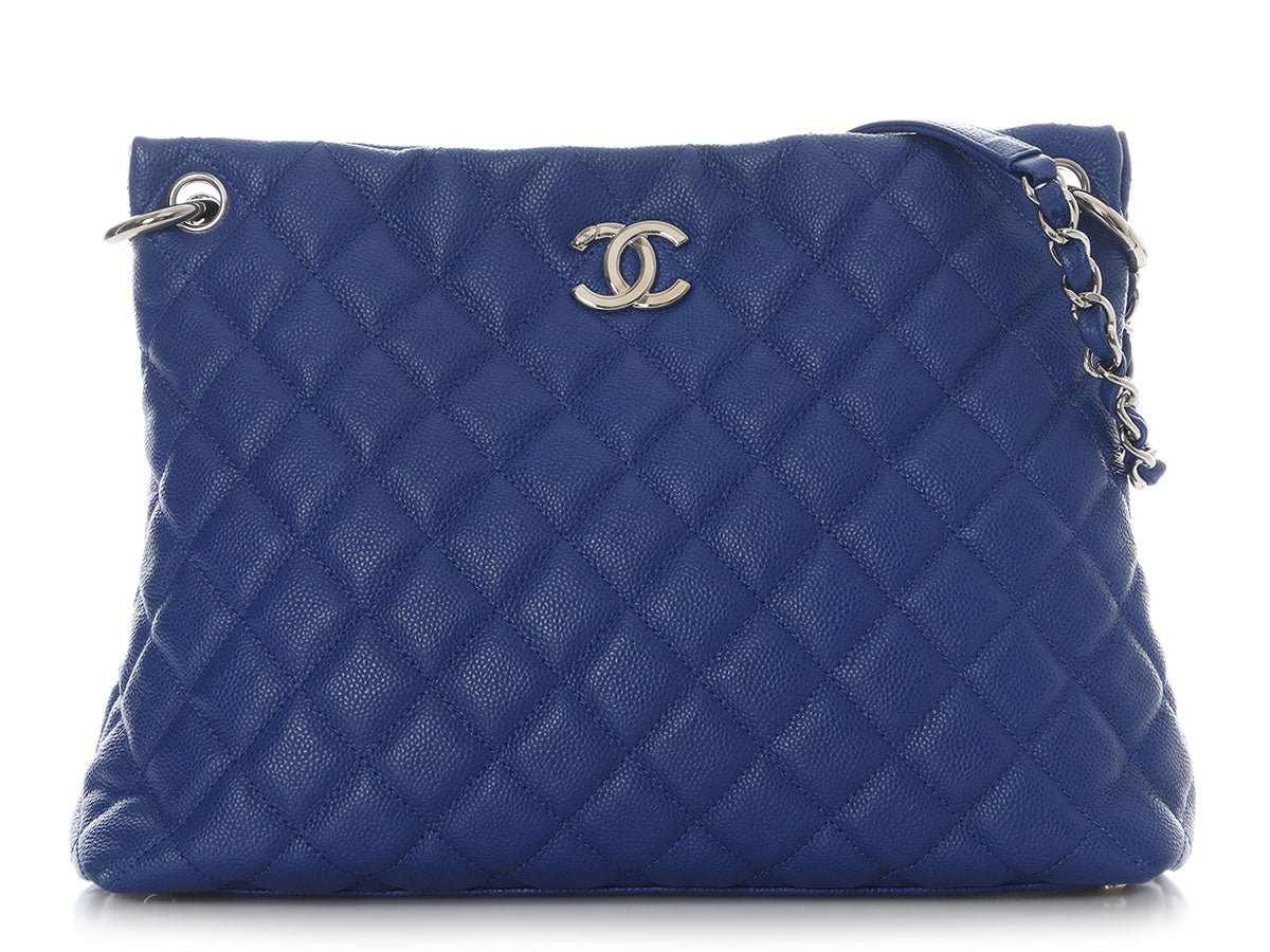 Chanel Cobalt Quilted Caviar Easy Tote