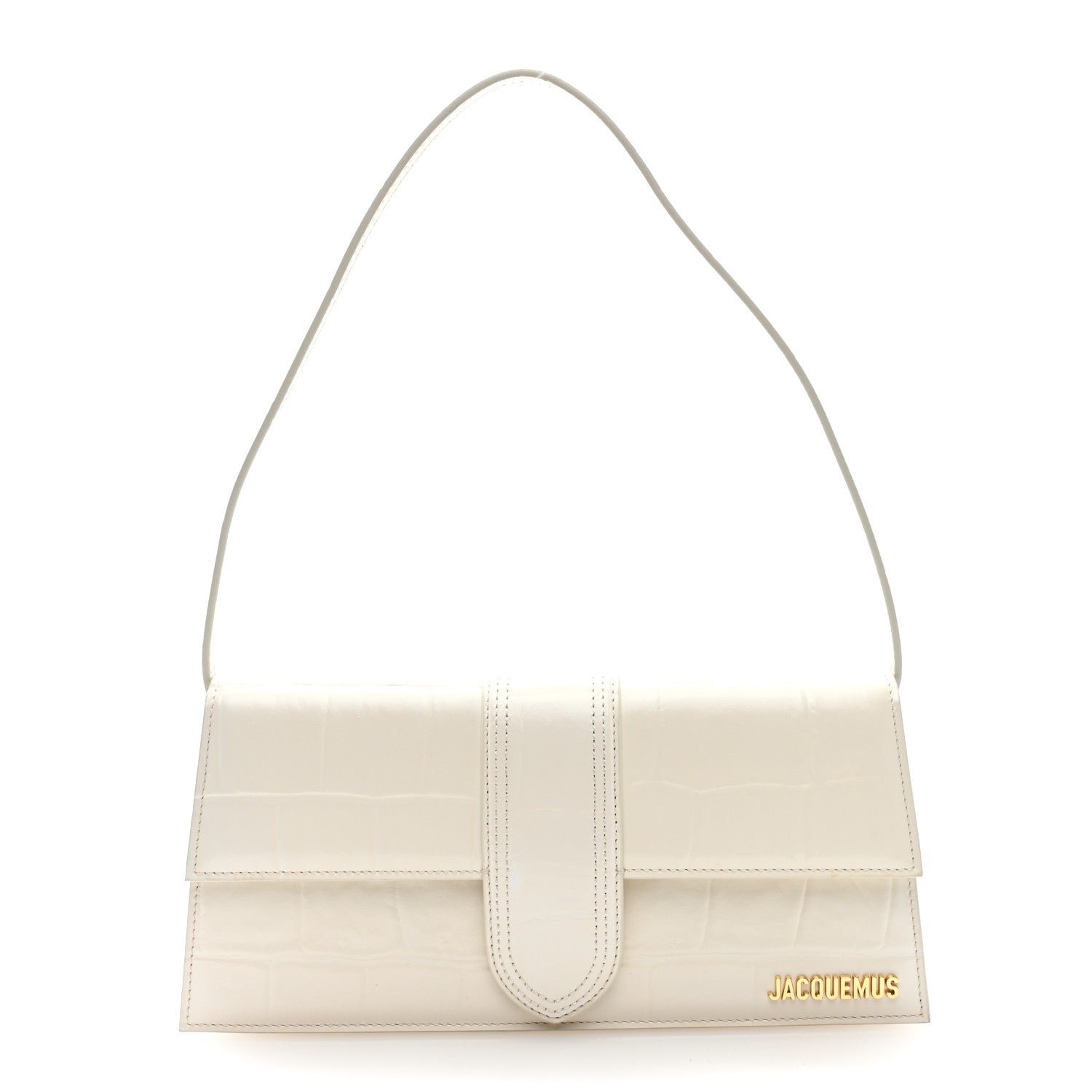 Jacquemus Jacquemus Calfskin Crocodile Embossed Le Bambino Long White