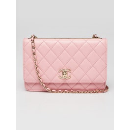 Chanel Pink Quilted Lambskin Leather Trendy WOC Clutch Bag
