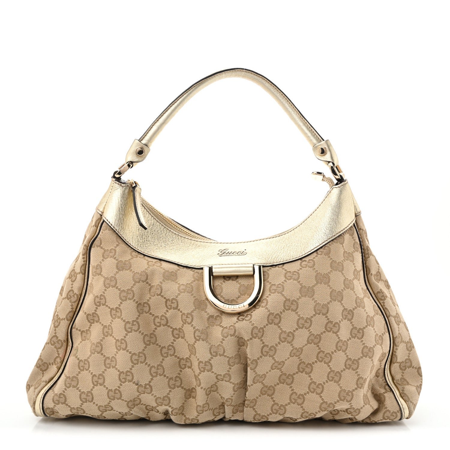 Gucci Monogram Large D Gold Hobo Gold