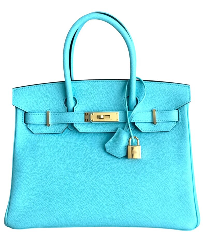 Bleu Atoll Epsom Birkin 30 Gold Hardware, 2015