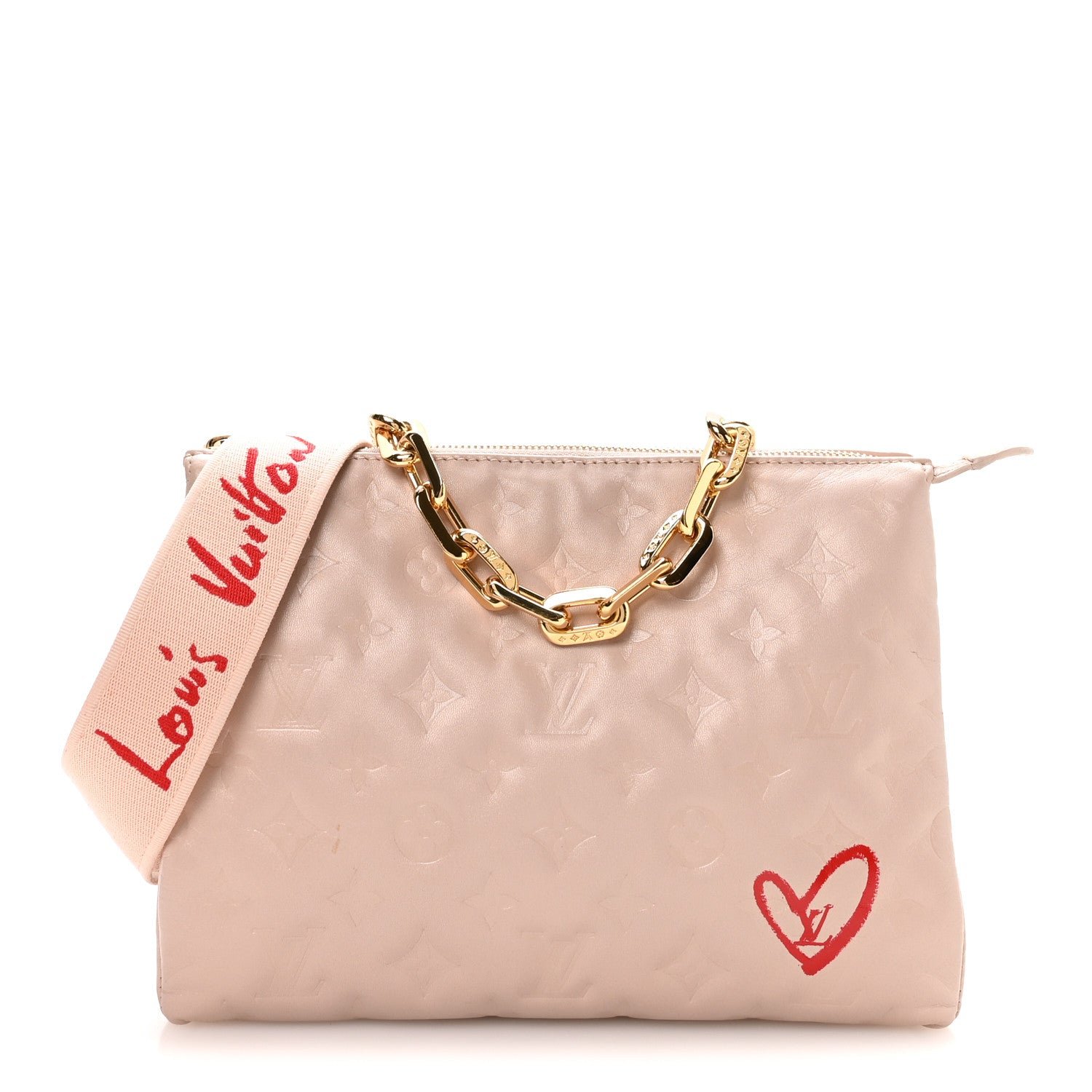 Louis Vuitton Lambskin Embossed Monogram Fall In Love Coussin PM Dragée Light Pink