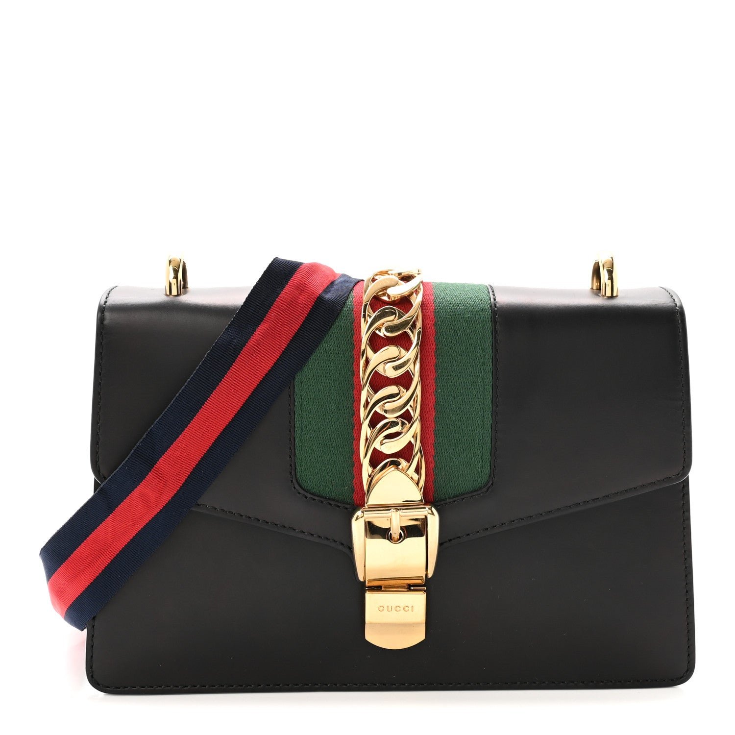 Gucci Calfskin Small Sylvie Shoulder Bag Black