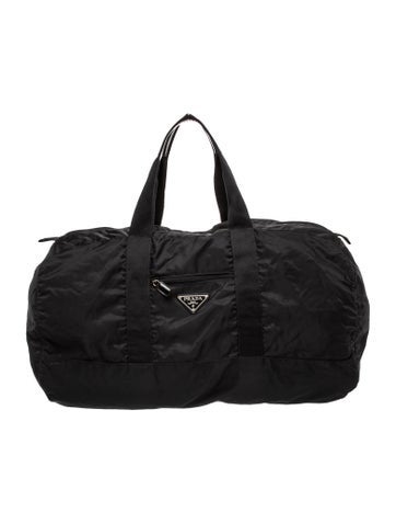 Prada Enameled Metal Triangle Weekender Bag Vintage