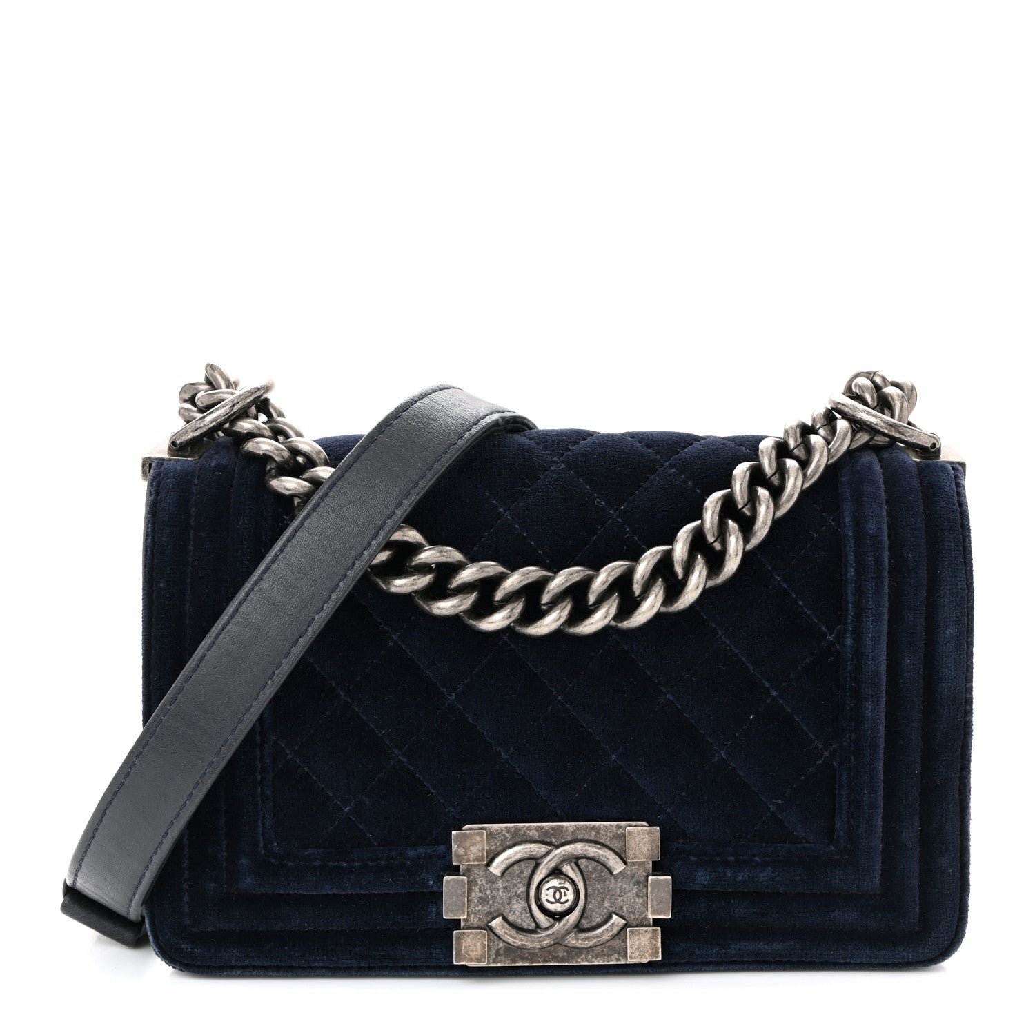 Chanel Chanel Velvet Quilted Small Boy Flap Blue