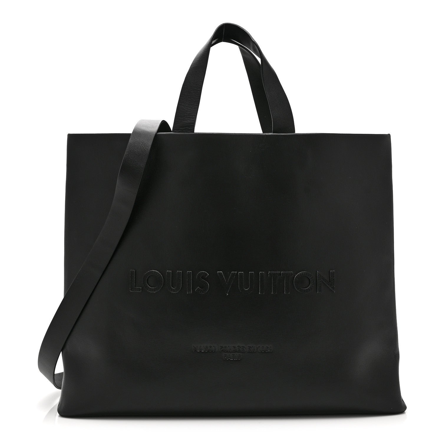Louis Vuitton Calfskin Shopper Tote MM Black