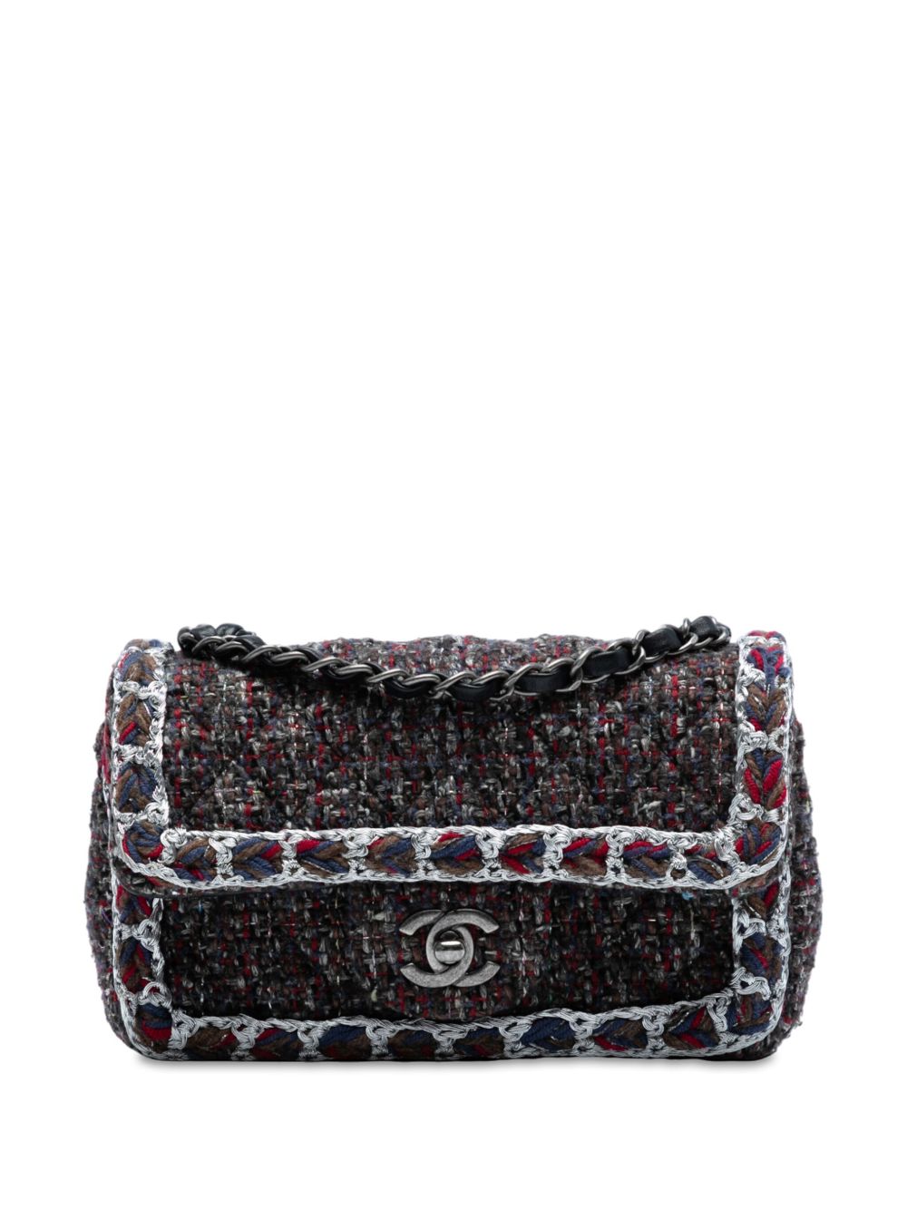 2019 Mini Rectangular Classic Braided Tweed Single Flap crossbody bag