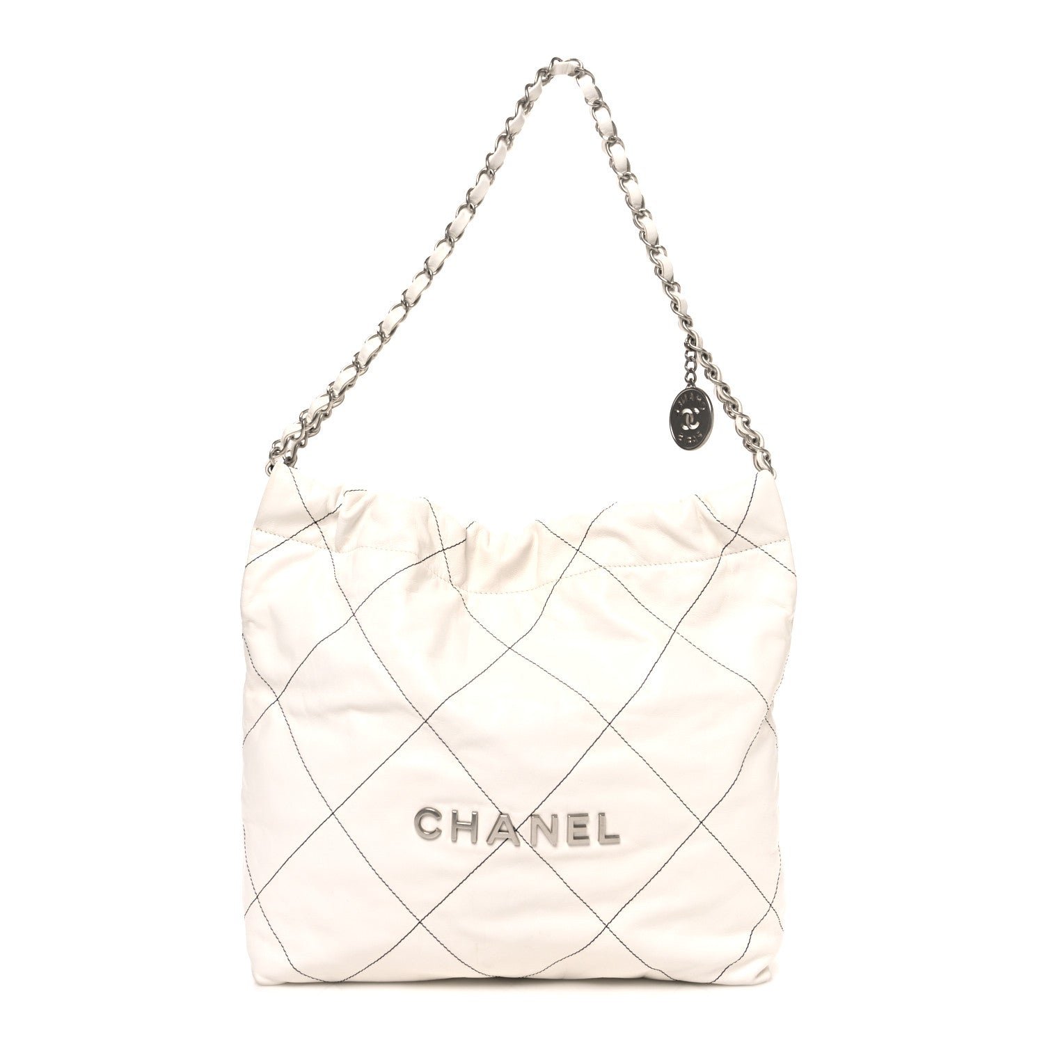 Chanel Shiny Calfskin Quilted Small Chanel 22 White Black
