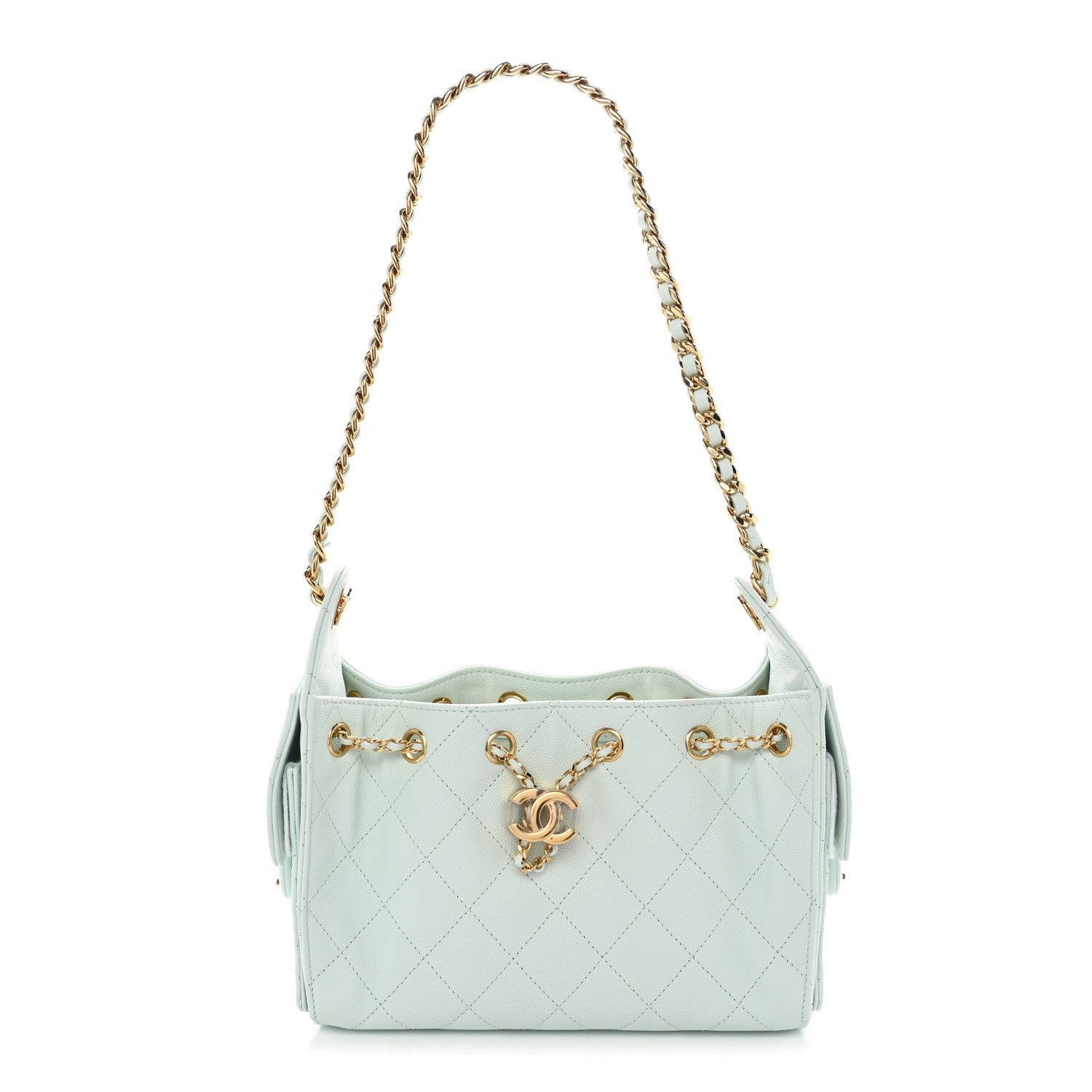 Chanel Caviar Quilted Mini Chanel 25 Handbag Light Green