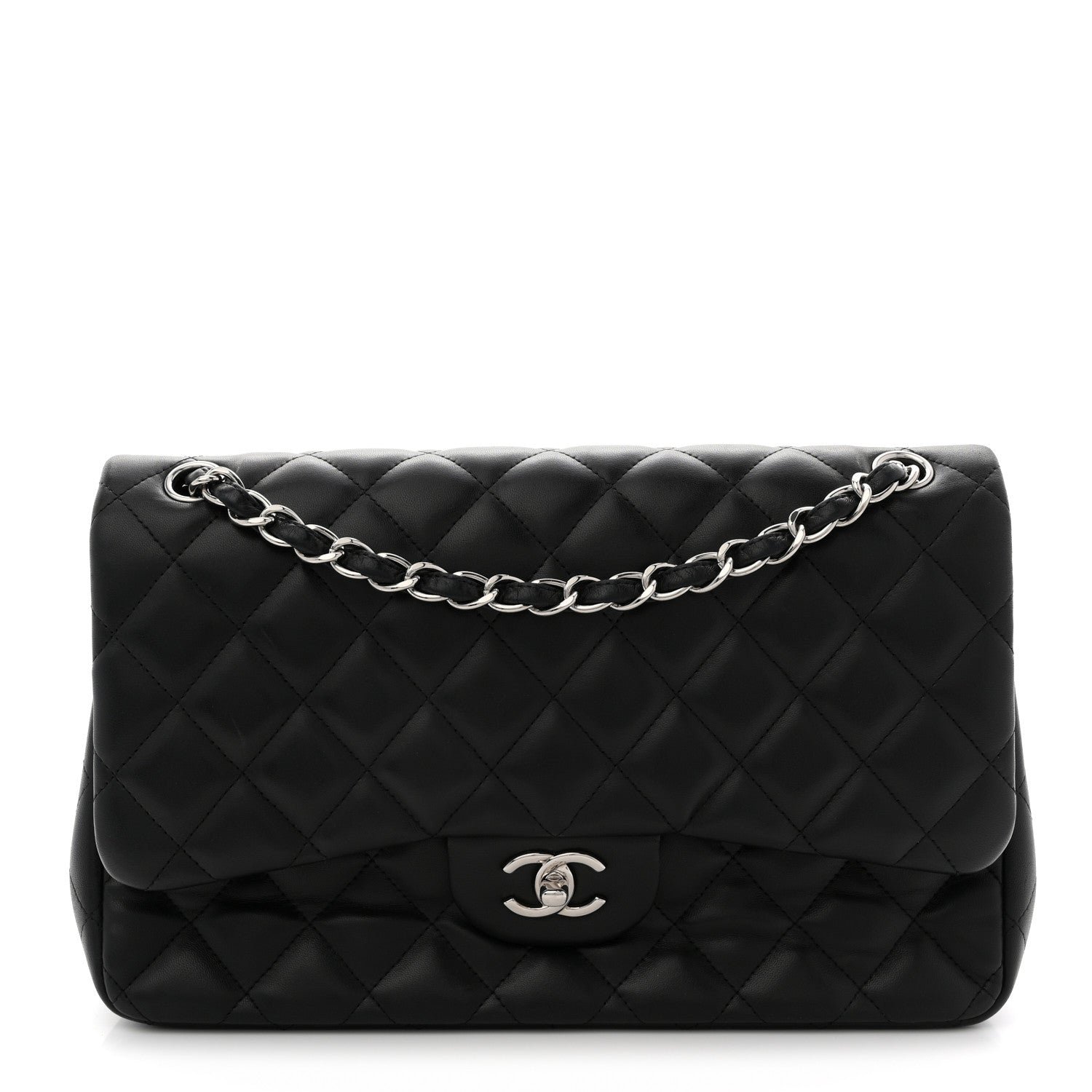 Chanel Lambskin Quilted Jumbo Double Flap Black