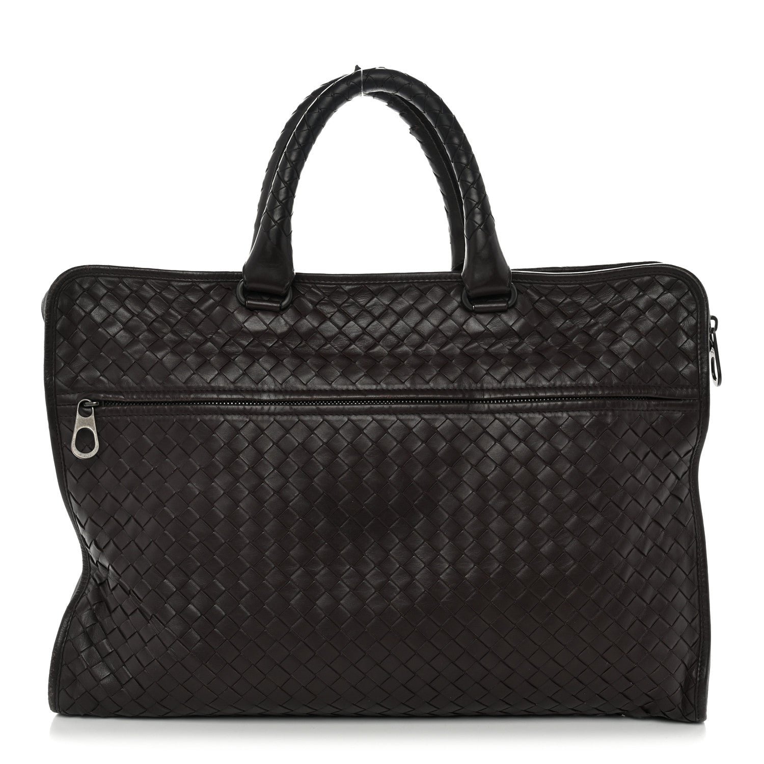 Bottega Veneta Calfskin Leggero Intrecciato Briefcase Ebano