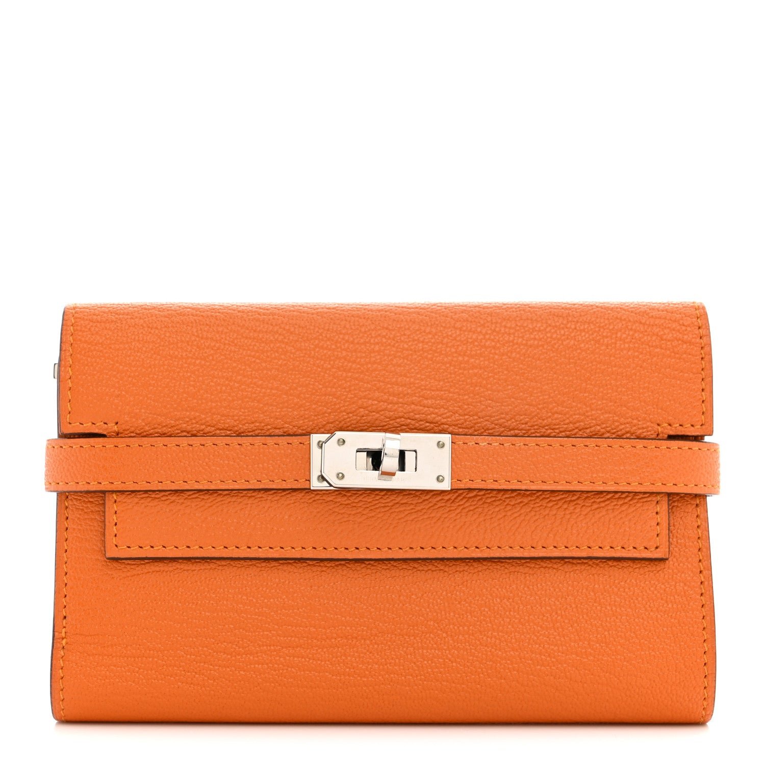 Hermes Chevre Mysore Medium Kelly Wallet Orange