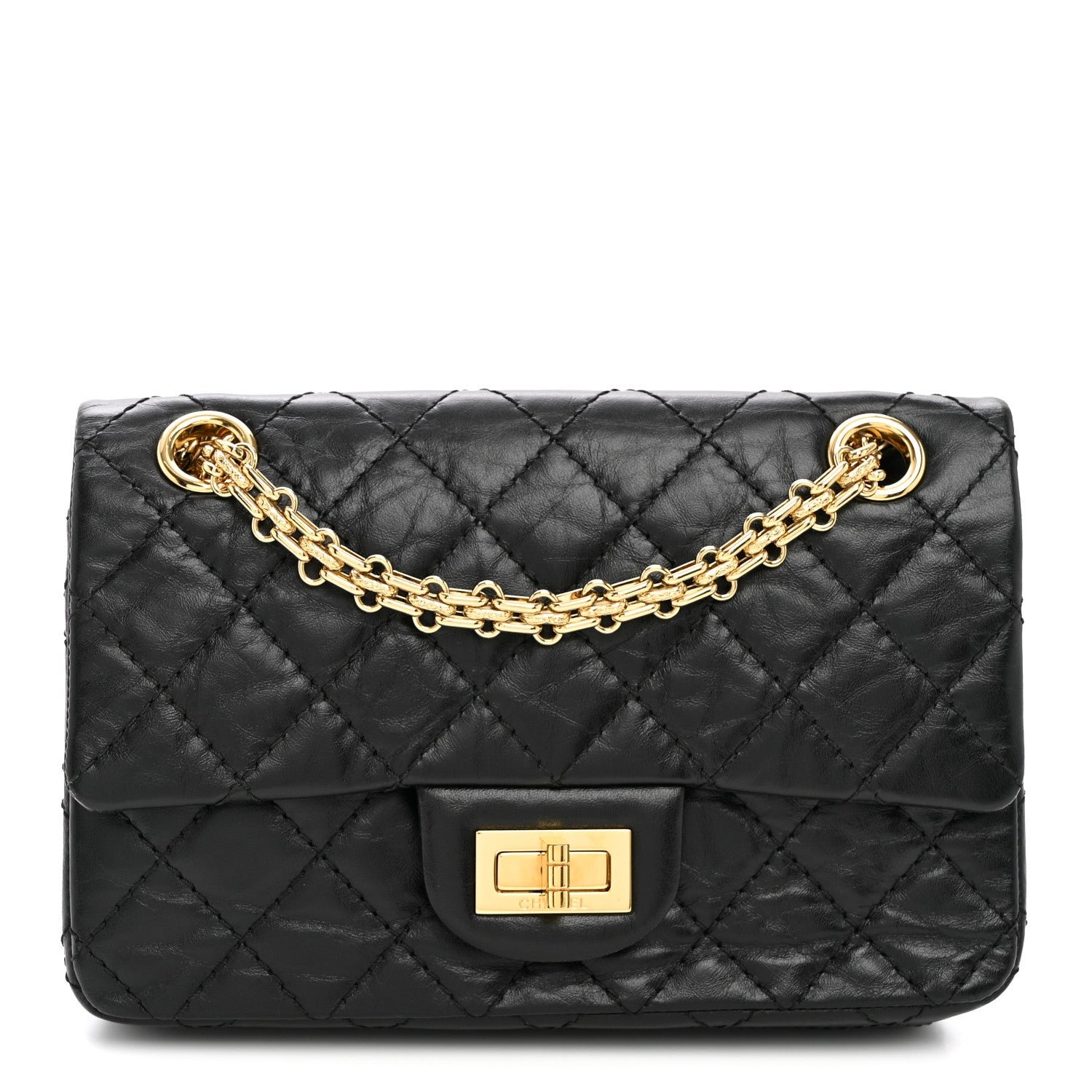Chanel Aged Calfskin Quilted 2.55 Reissue Mini Flap Black