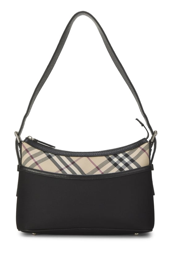 Black Nylon Check Satchel Shoulder Bag