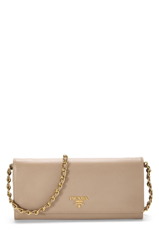 Beige Saffiano Leather Wallet On Chain (WOC)