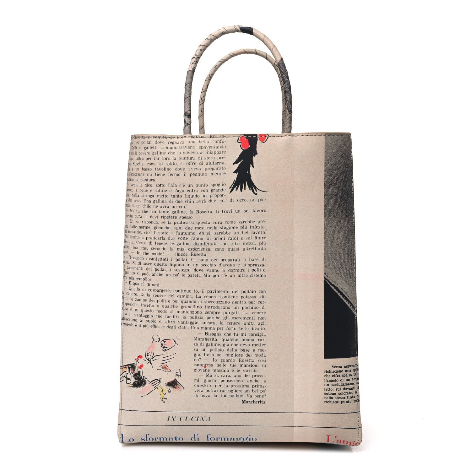 Bottega Veneta Bottega Veneta Newspaper Print Small Shopper Tote Beige Multicolor