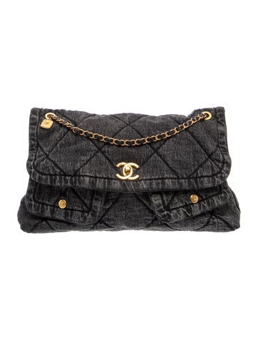 Denim Quilted Maxi Flap