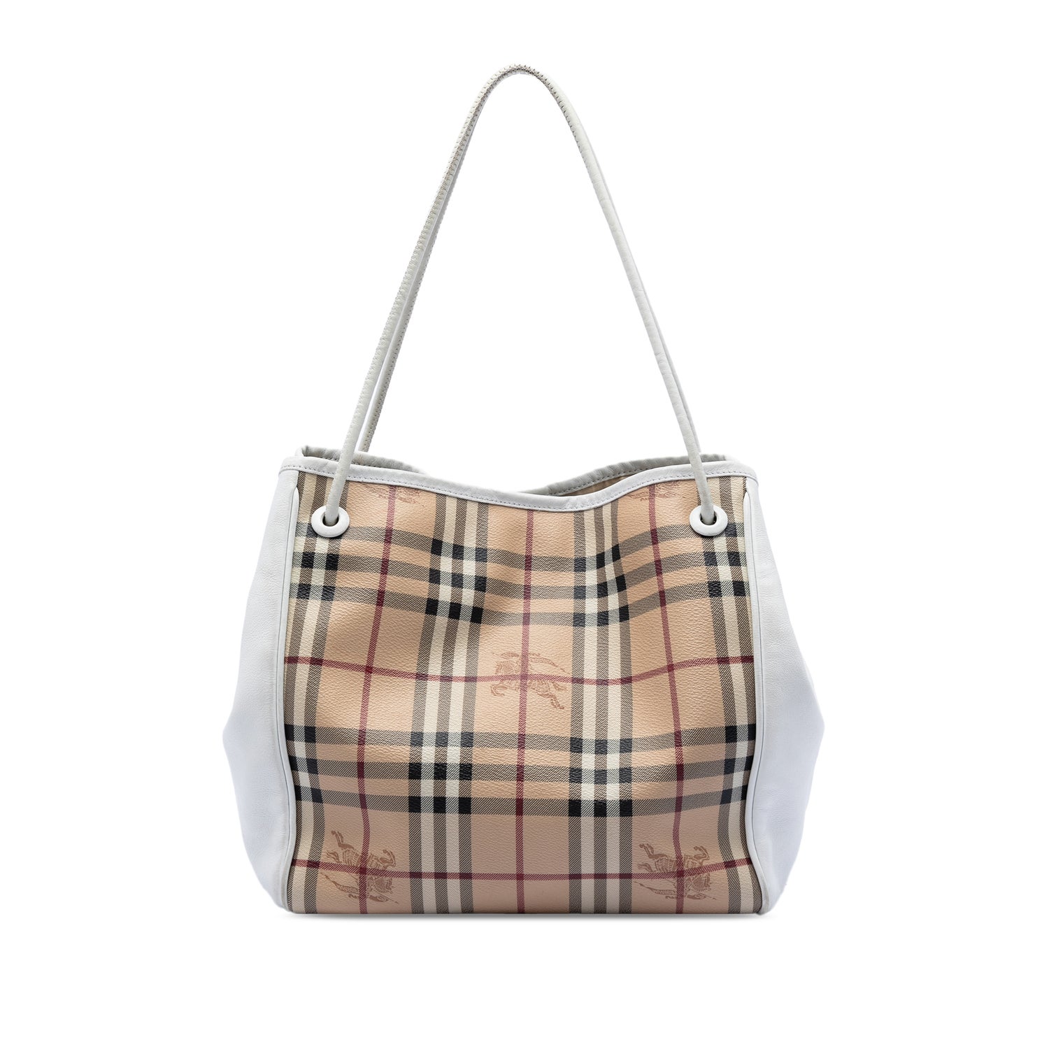 Small Haymarket Check Coated Canvas and Calfskin Canterbury Tote