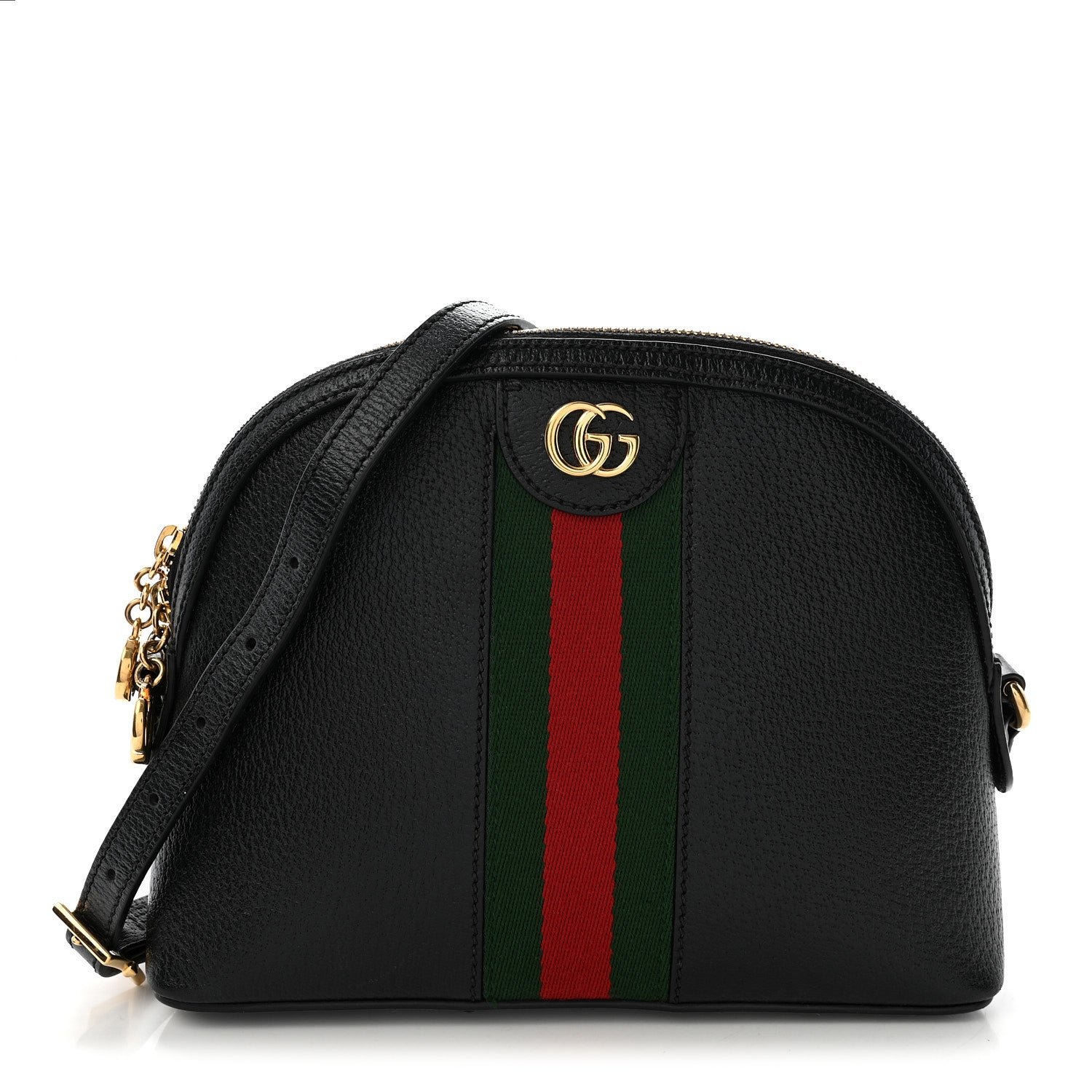 Gucci Calfskin GG Web Small Ophidia Dome Shoulder Bag Black