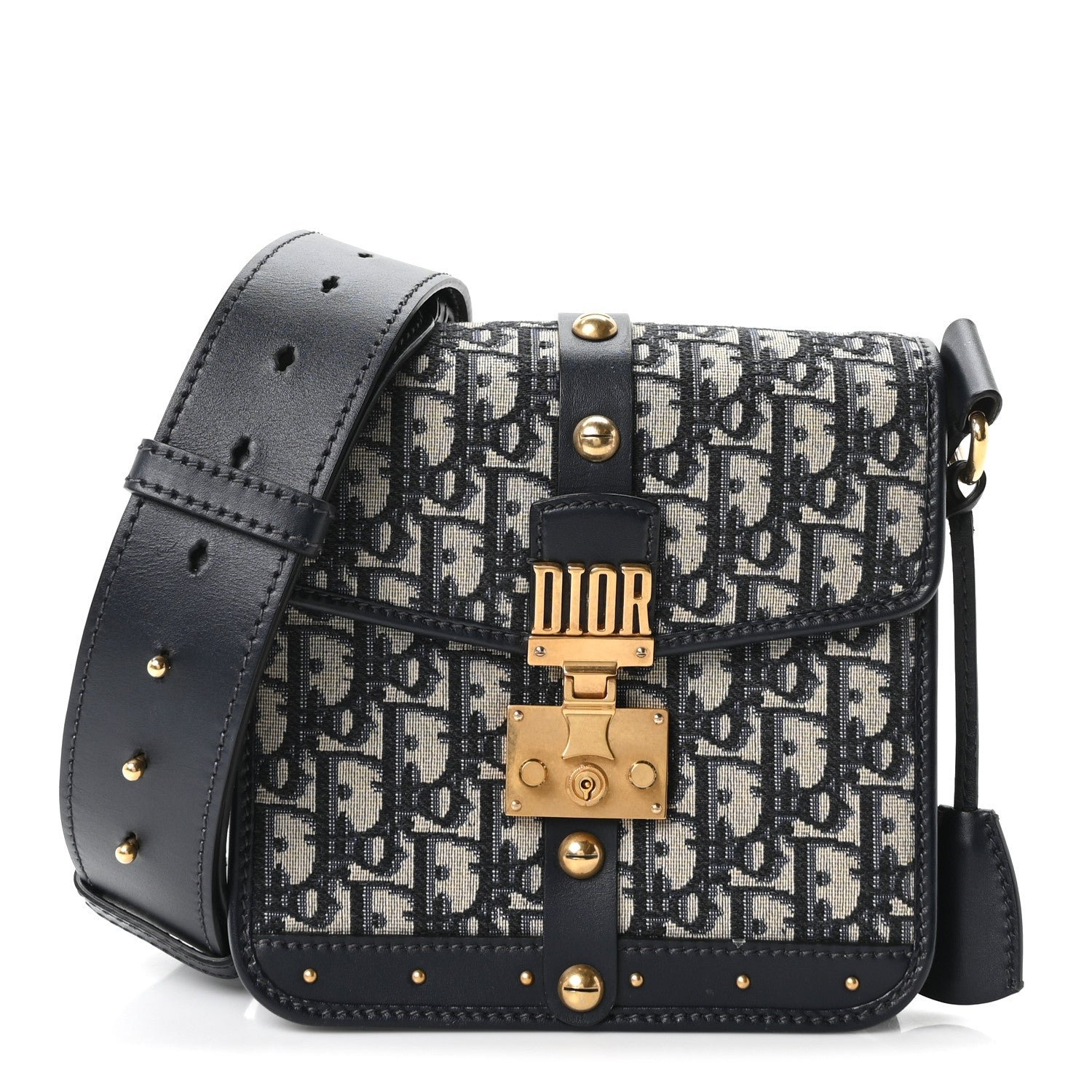 Christian Dior Oblique Square DiorAddict Flap Navy Blue
