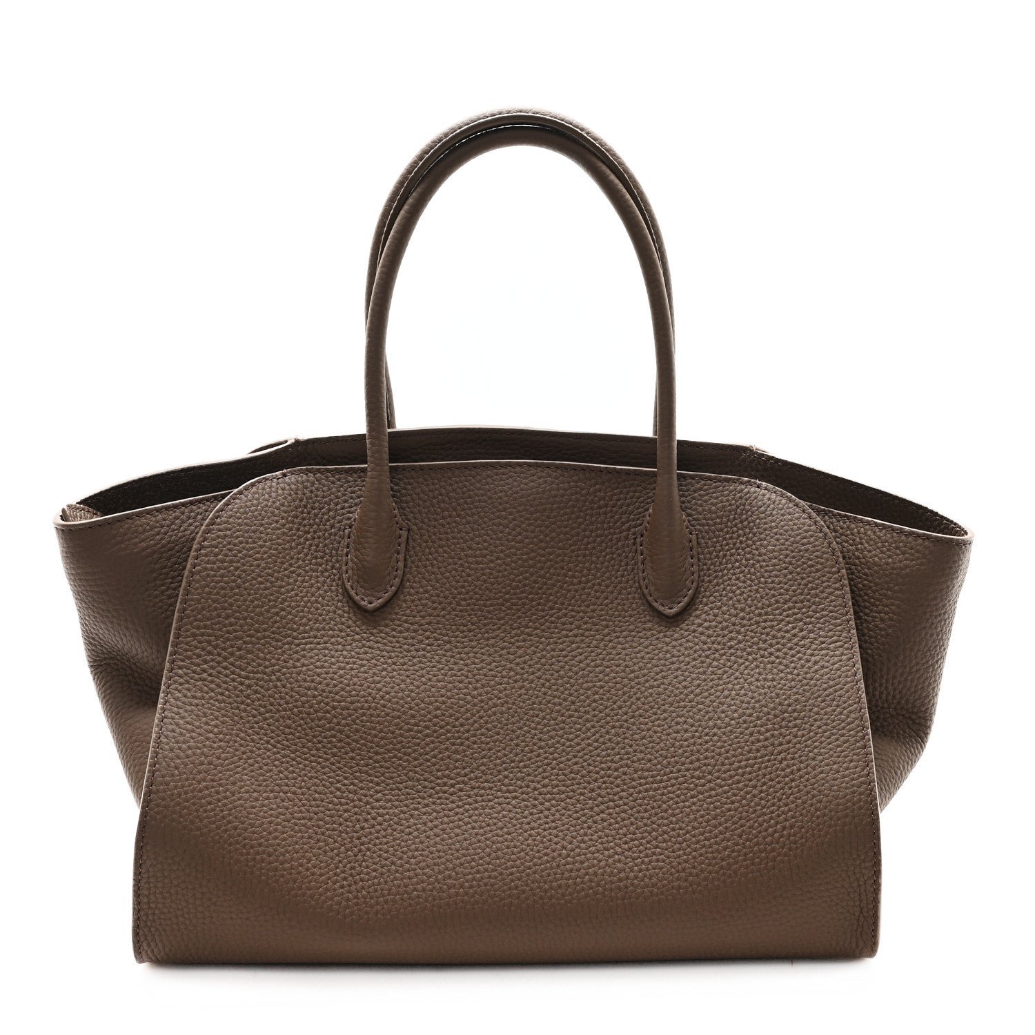 The Row Grained Calfskin Marlo 12 Tote Bag Dark Olive