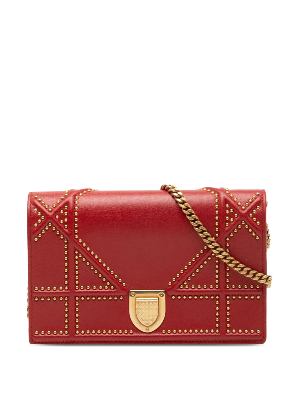 2017 Studded Lambskin Diorama Wallet on Chain crossbody bag