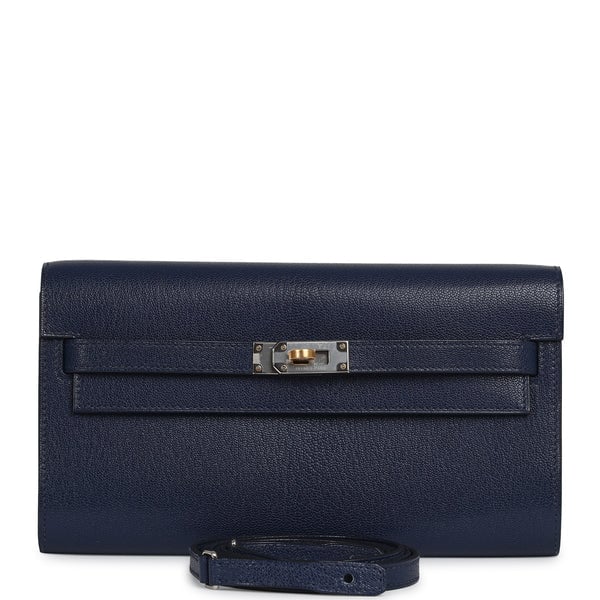 Hermes Kelly Wallet To Go Bleu Saphir Chevre Chamkila Electrum Hardware