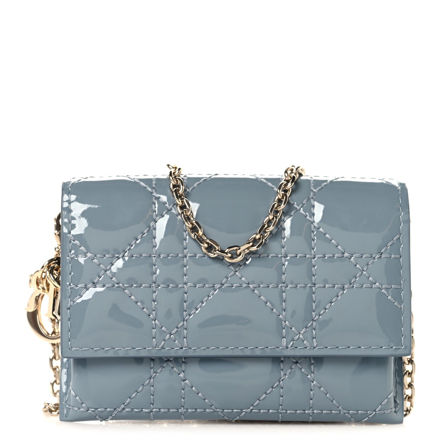 Christian Dior Patent Cannage Mini Waist Pouch on Chain Denim