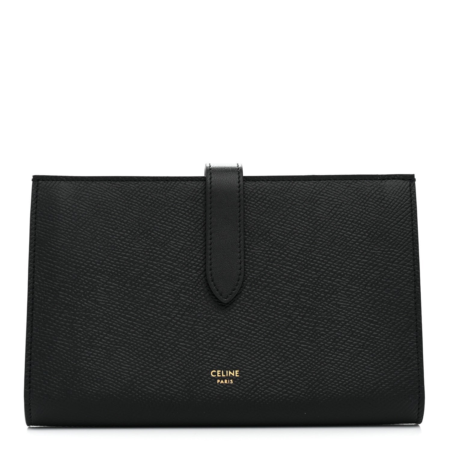 Celine Celine Grained Calfskin Large Multifunction Strap Wallet Black