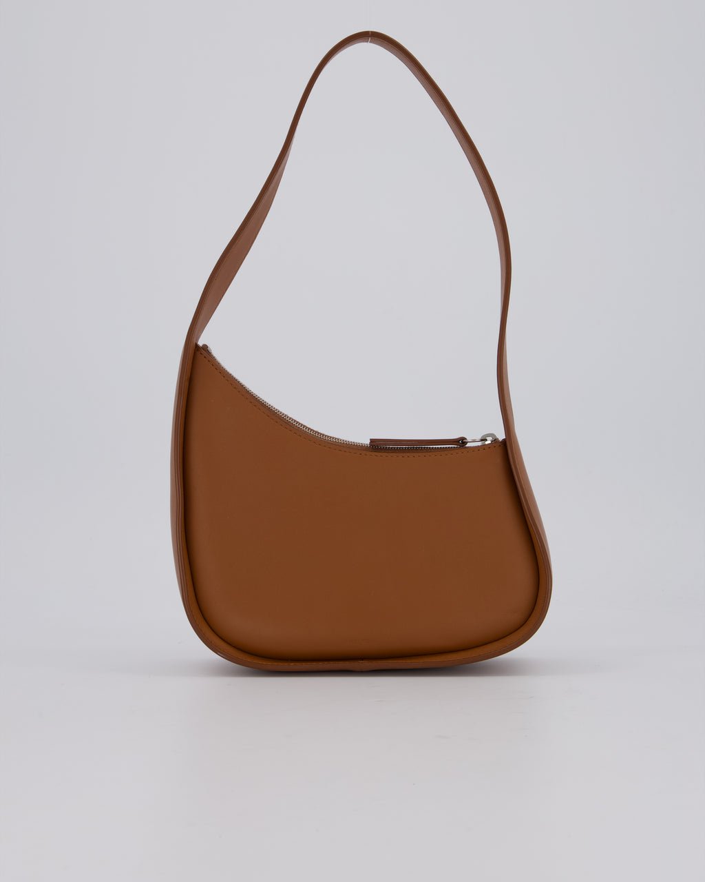 The Row Brown Half Moon Leather Shoulder Bag with Silver Hardware