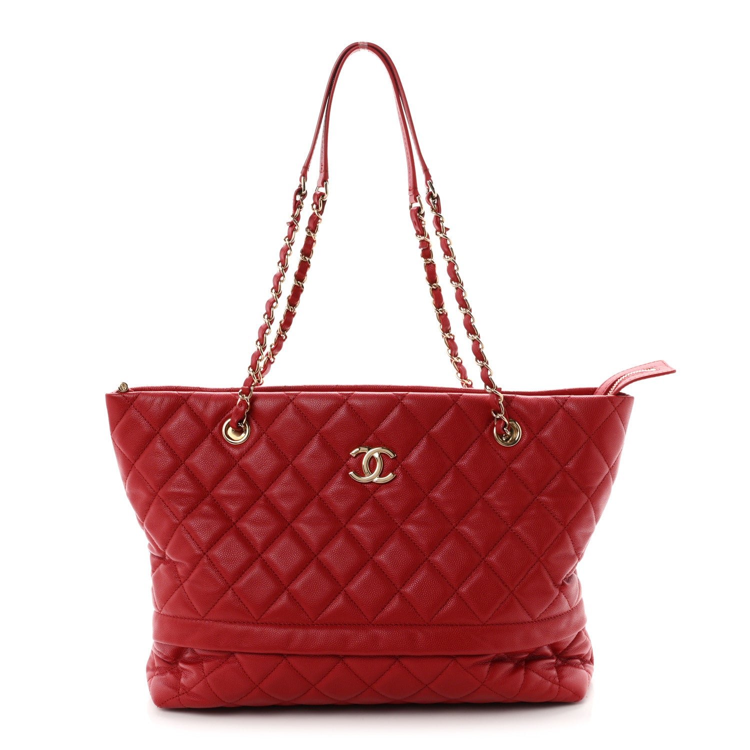 Chanel Caviar Quilted Rolled Up Tote Red