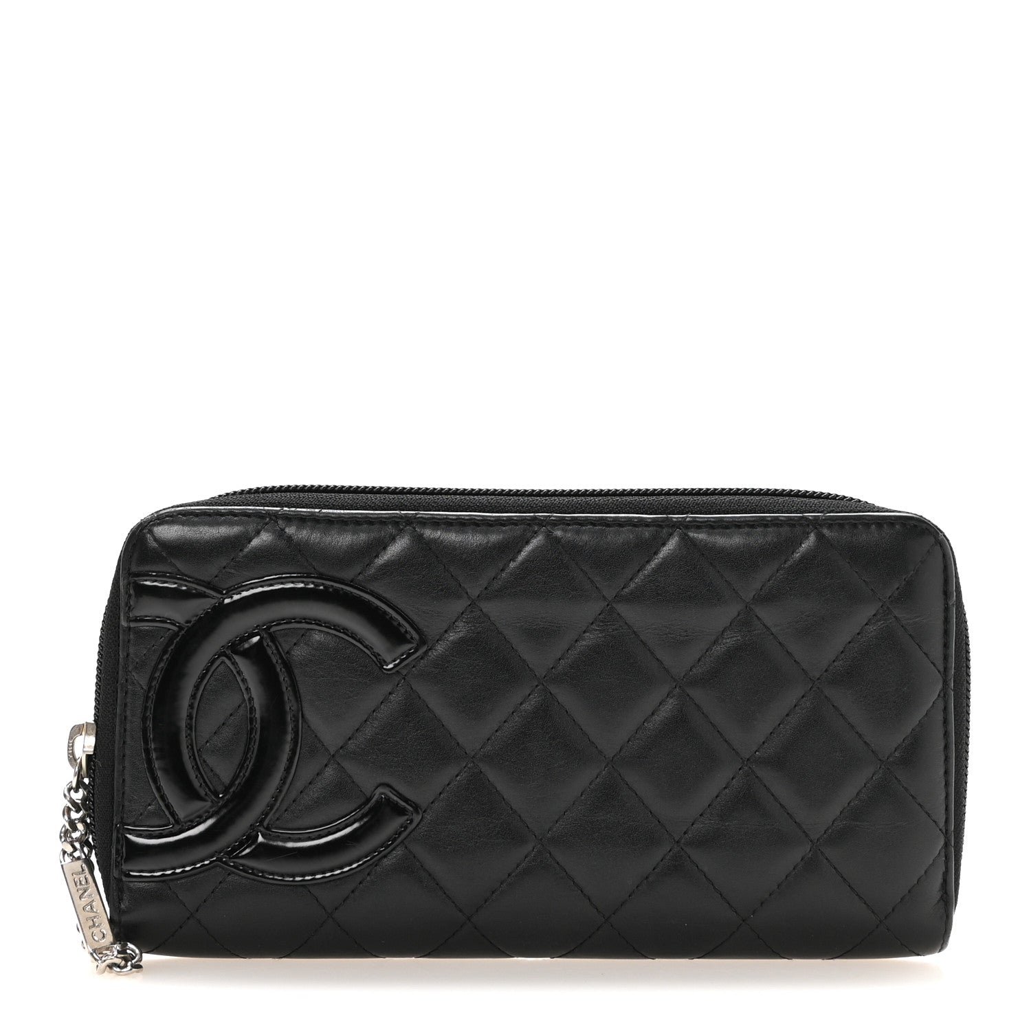 Chanel Calfskin Quilted Cambon Large Gusset Zip Around Wallet Black