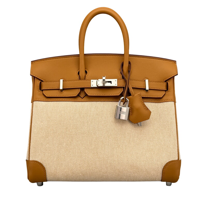 Sesame Swift and Ecru Toile Quadrille Birkin 25 Palladium Hardware, 2026