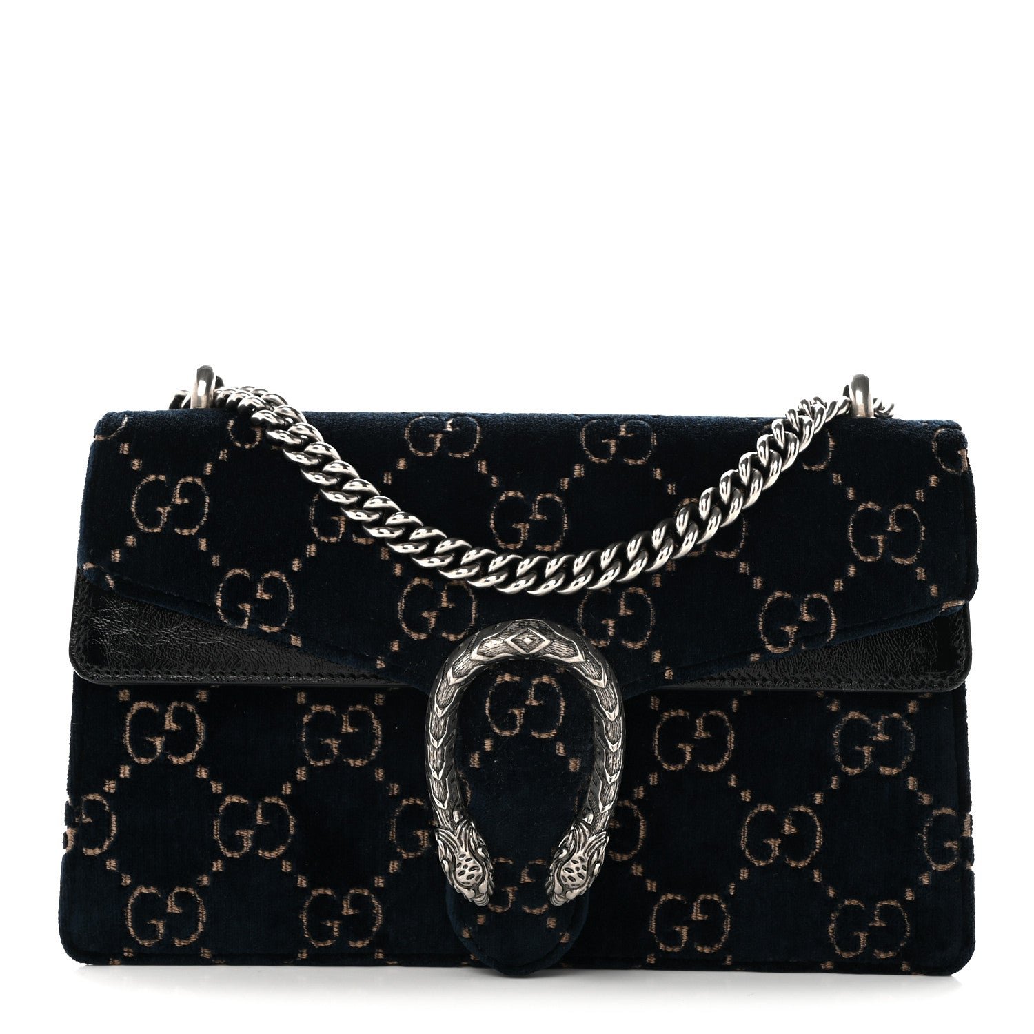 Gucci Velvet Skipper GG Monogram Small Dionysus Shoulder Bag Blue Beige Black