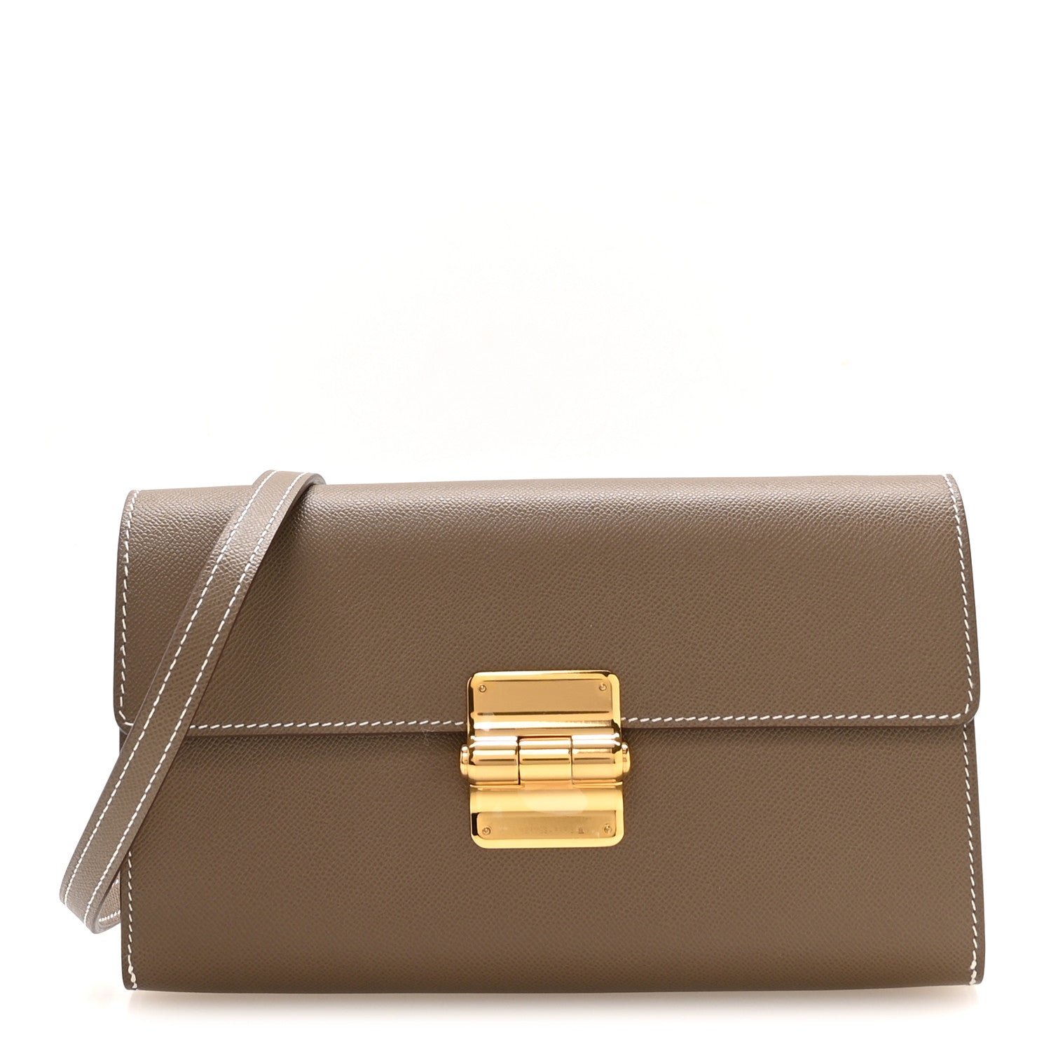 Hermes Madame Calfskin Charniere To Go Pouch Etoupe