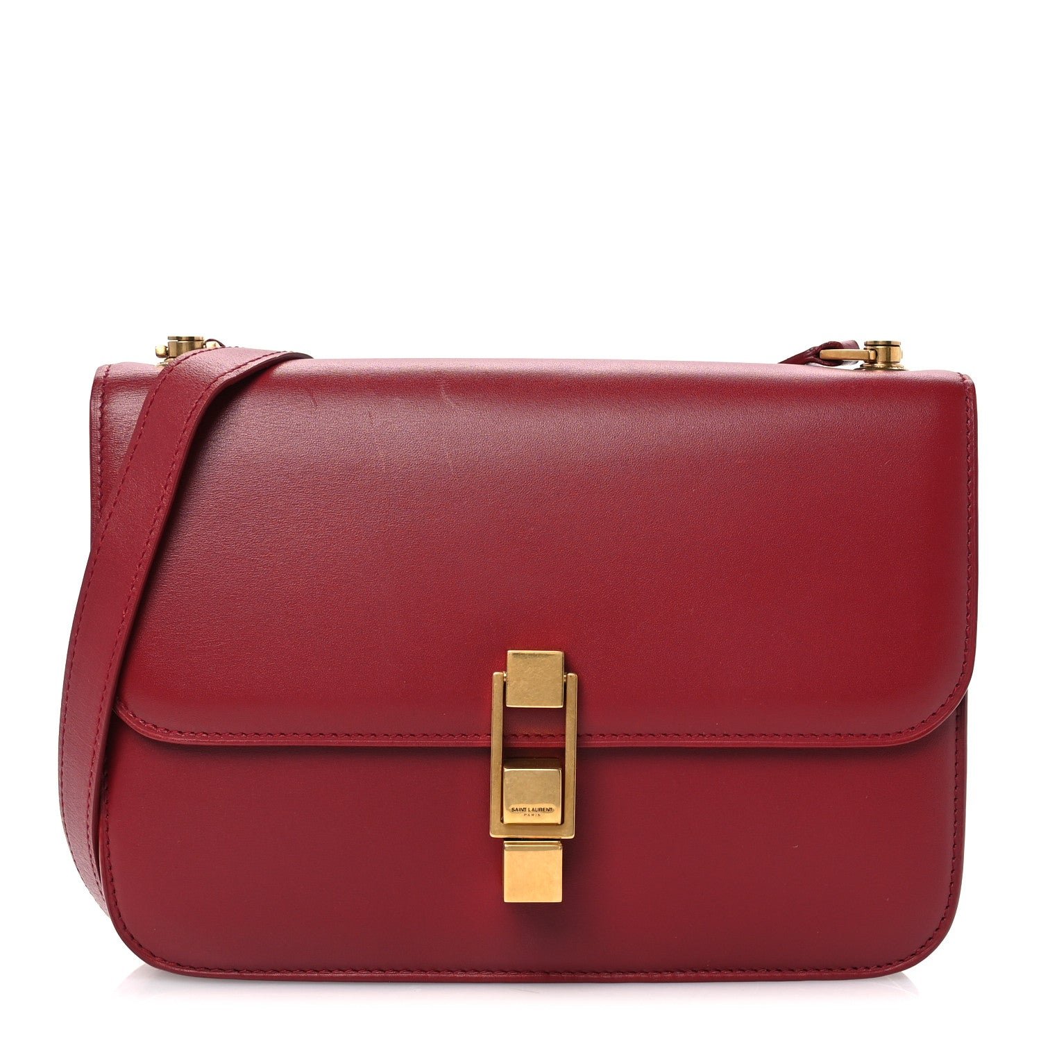 Saint Laurent Box Calfskin Le Carre Satchel Opyum Red
