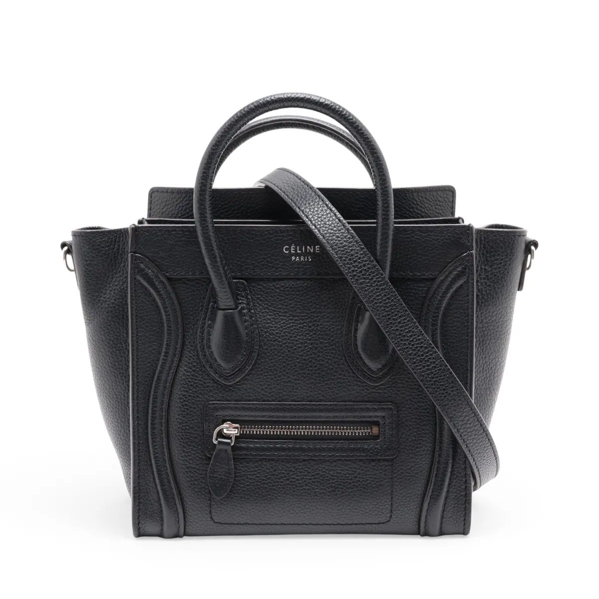 Celine Luggage Nano shopper Leather 2 Way Handbag Black