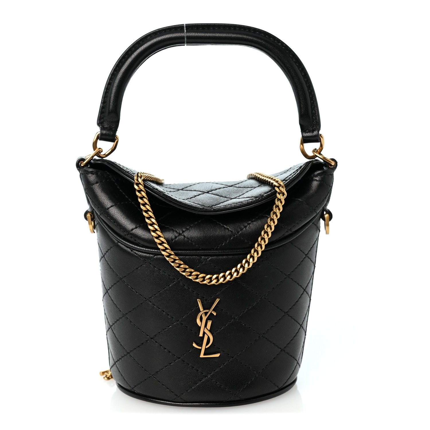 Saint Laurent Lambskin Gabby Micro Bucket Bag Black