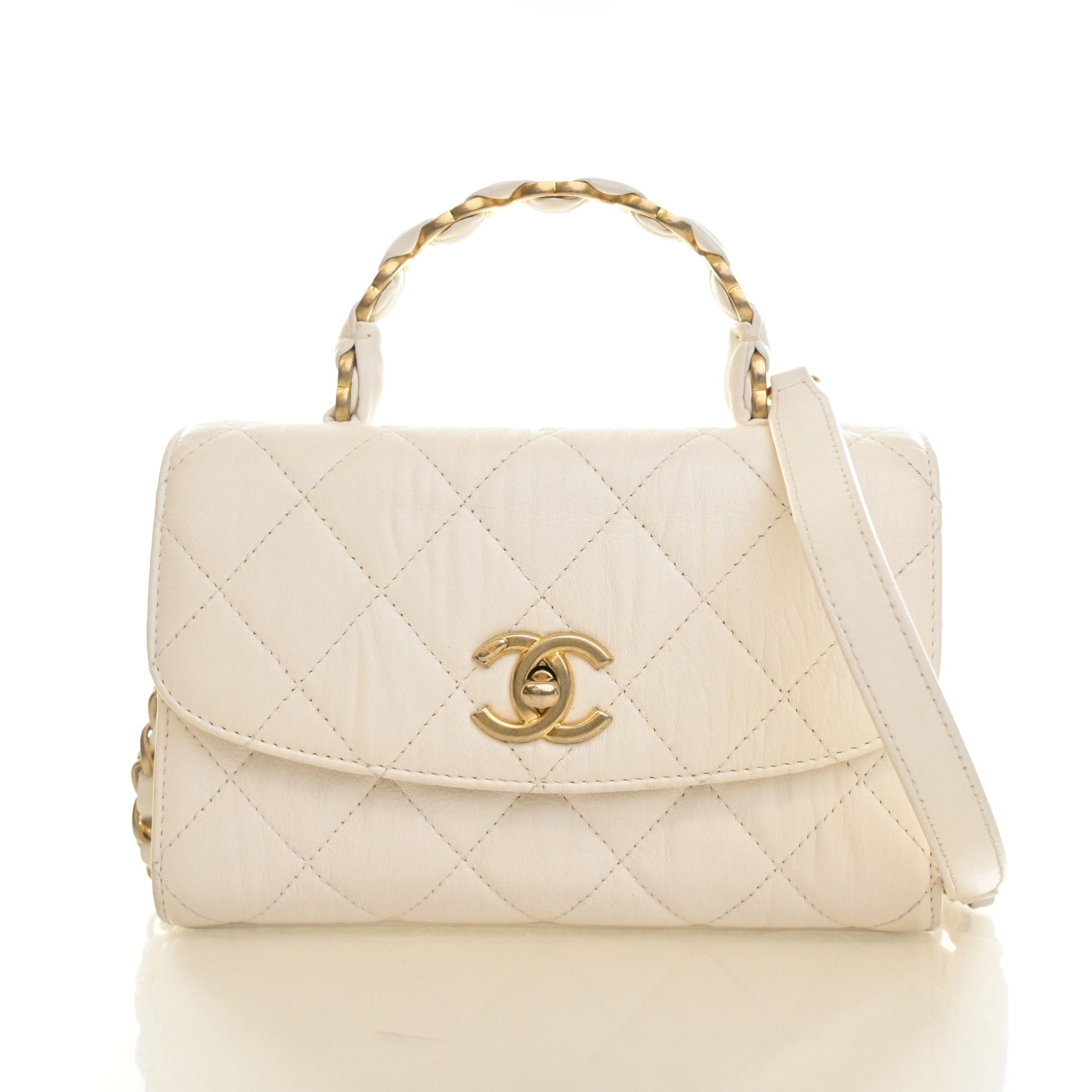 Chanel Mini Crumpled Calfskin CC Links Top Handle Bag
