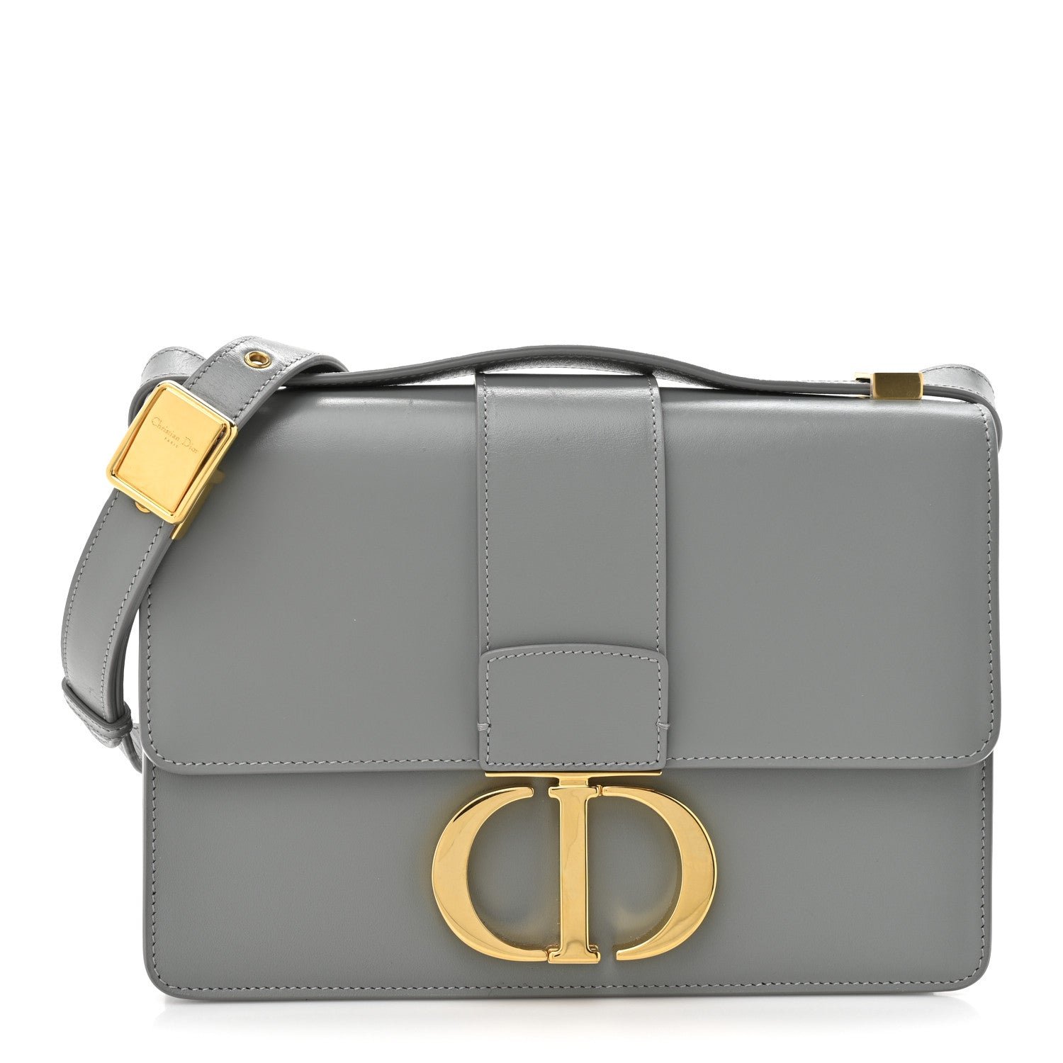 Christian Dior Box Calfskin 30 Montaigne Flap Bag Gray