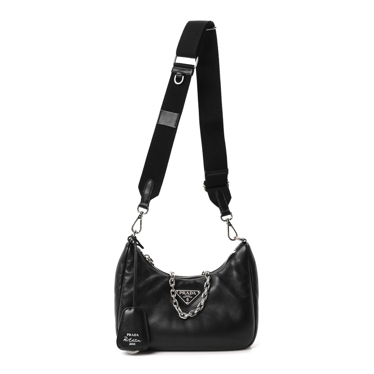 Prada Nappa Soft Padded Re-Edition 2005 Shoulder Bag Black