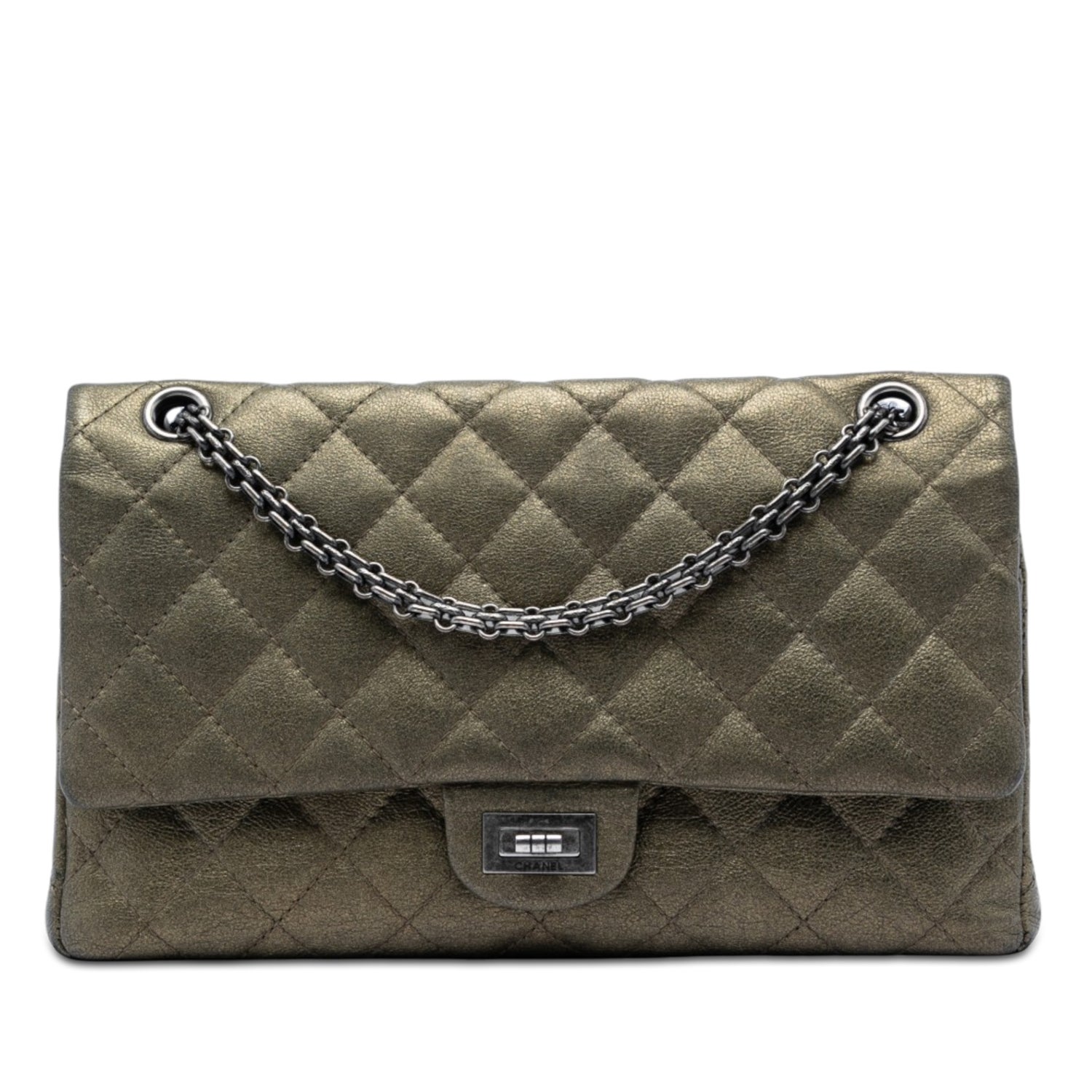 Calf Leather Quilted Metallic Aged Calfskin Reissue 2.55 Double Flap