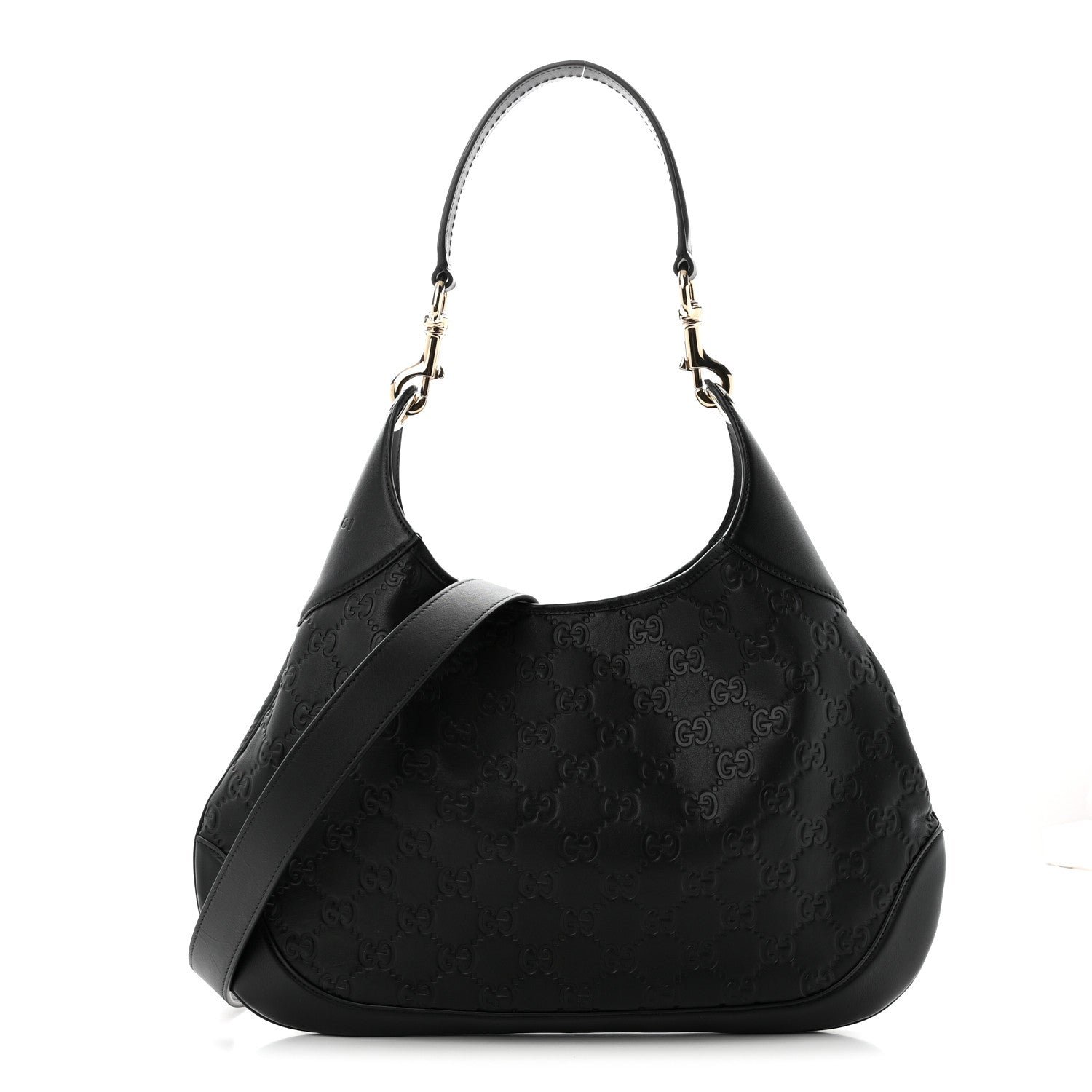 Gucci GG Calfskin Embossed B Medium Shoulder Bag Arabella Black