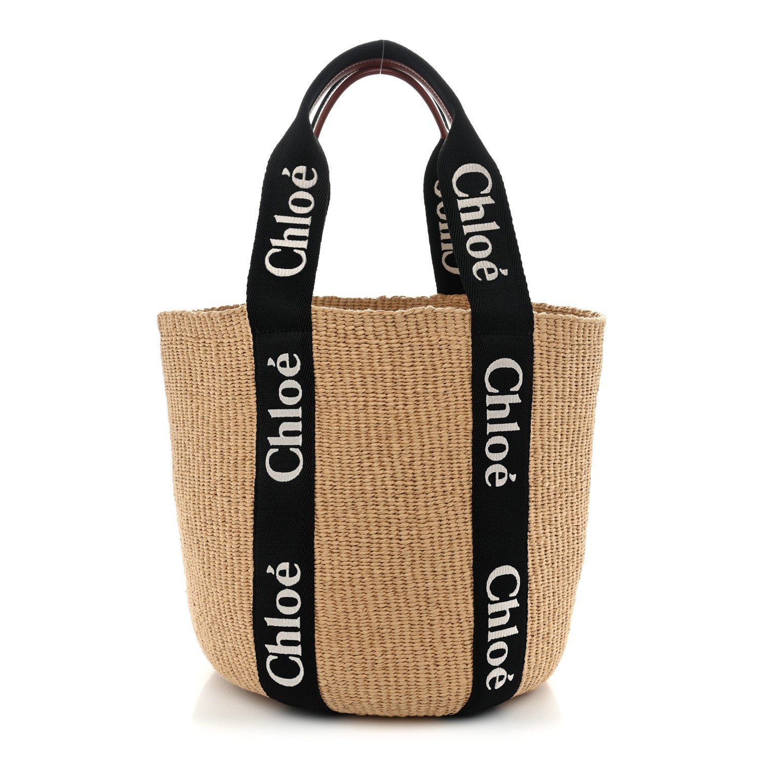 Chloe Raffia Large Woody Tote Black