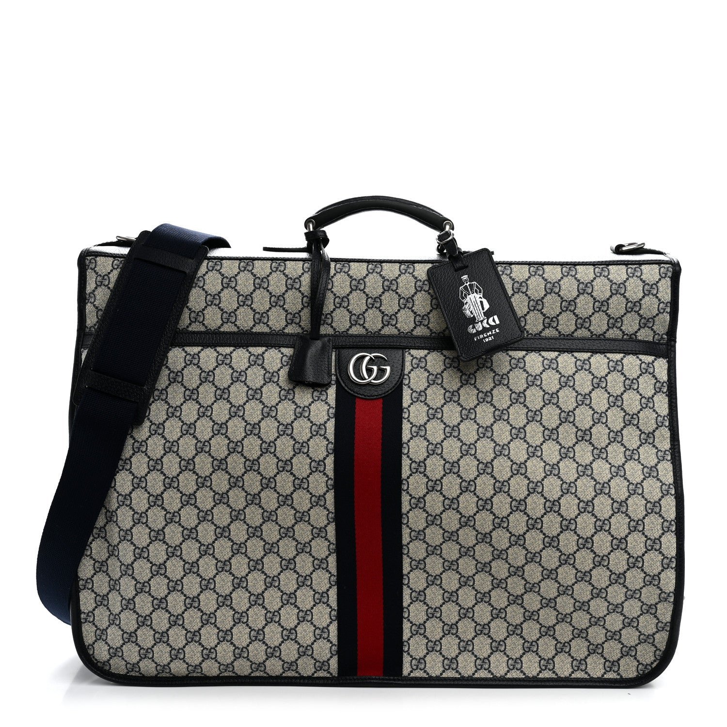 Gucci GG Supreme Monogram Web Savoy Garment Bag Beige Blue