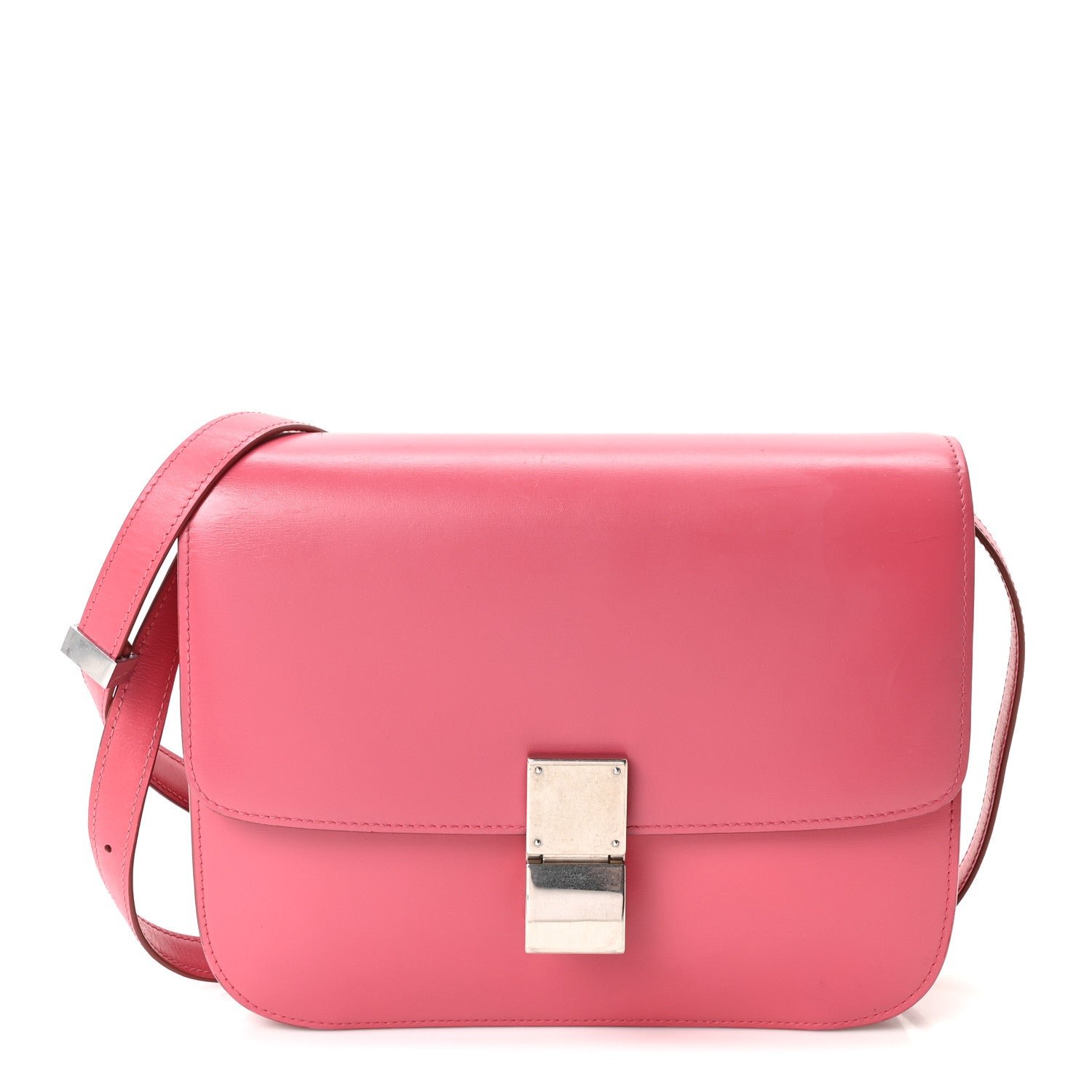 Celine Box Calfskin Medium Classic Box Flap Bag Raspberry