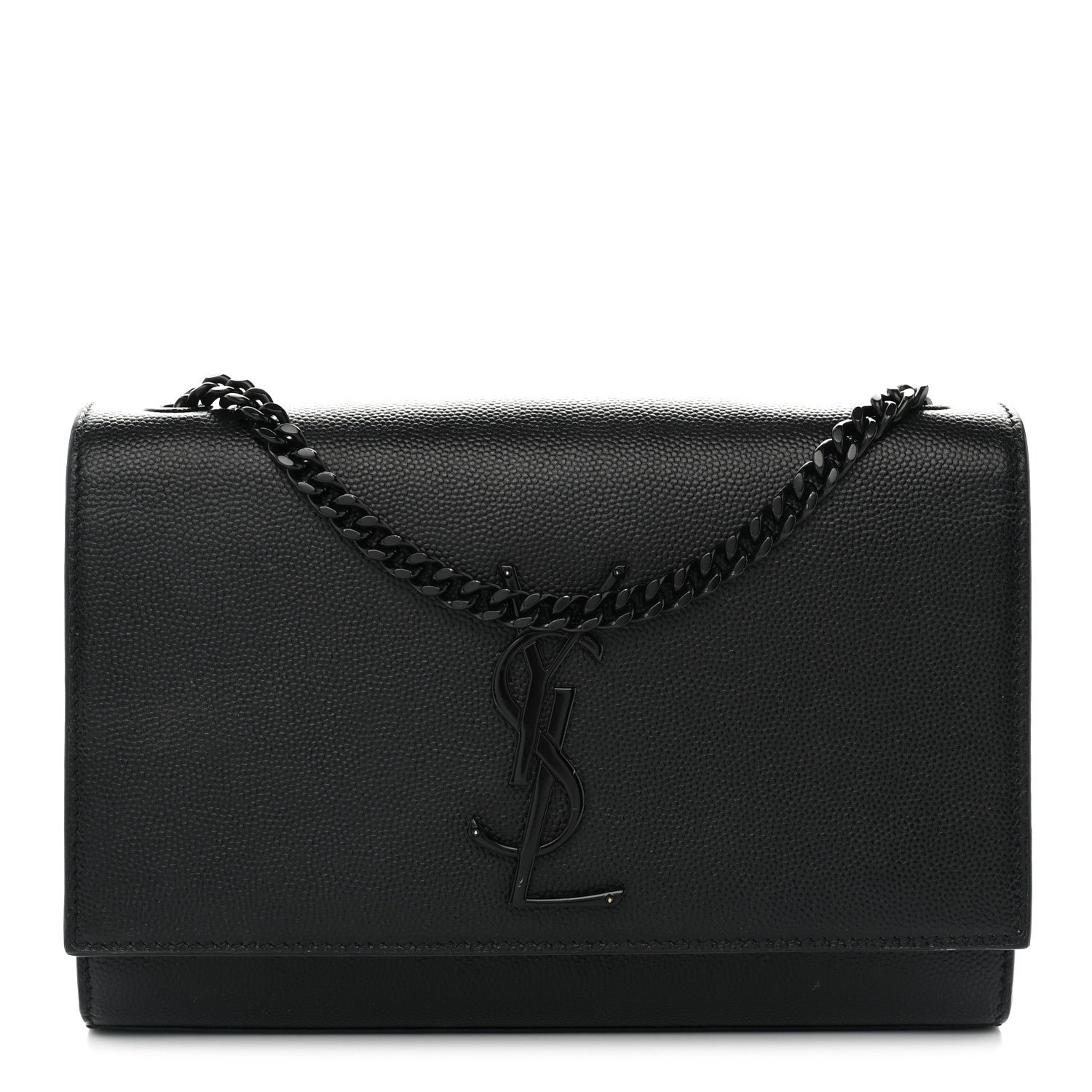 Saint Laurent Grain De Poudre Small Monogram Monochrome Kate Satchel Black