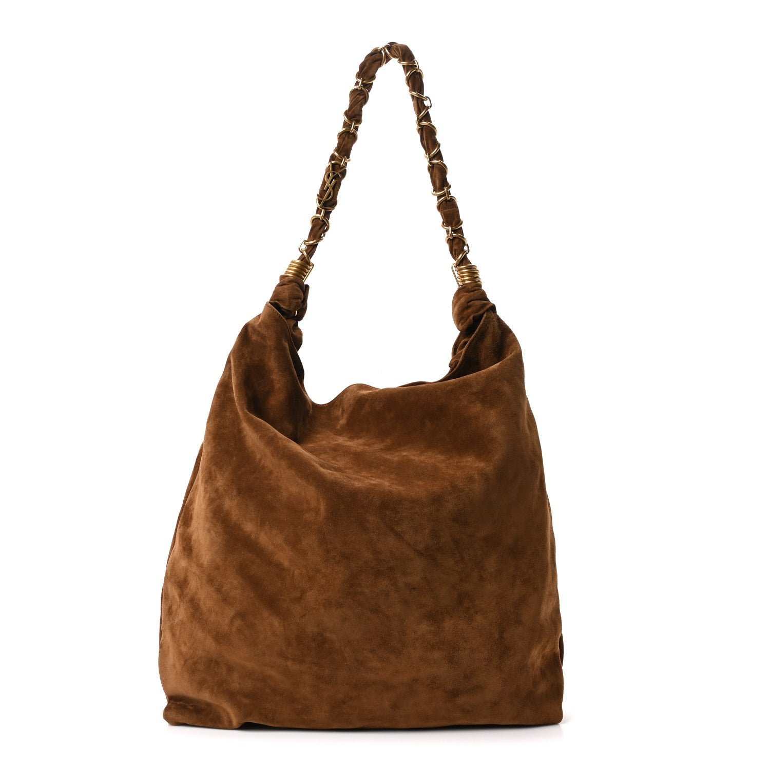 Saint Laurent Suede Amalia Hobo Caramel Cognac